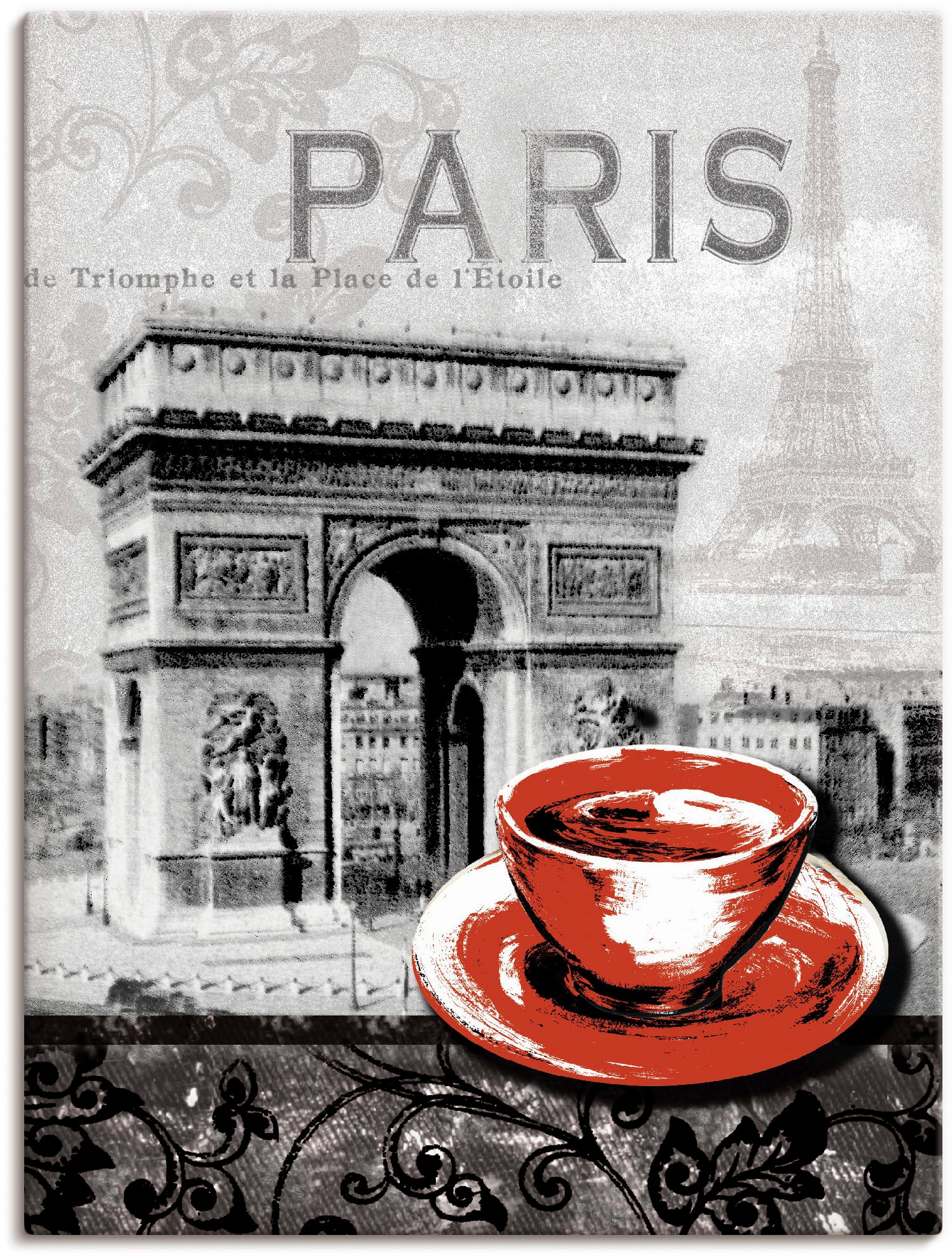 Artland Wandbild »Paris - - versch. Leinwandbild, BAUR kaufen Café Wandaufkleber (1 Gebäude, als | Alubild, St.), au in Poster Milchkaffee«, Lait Größen oder