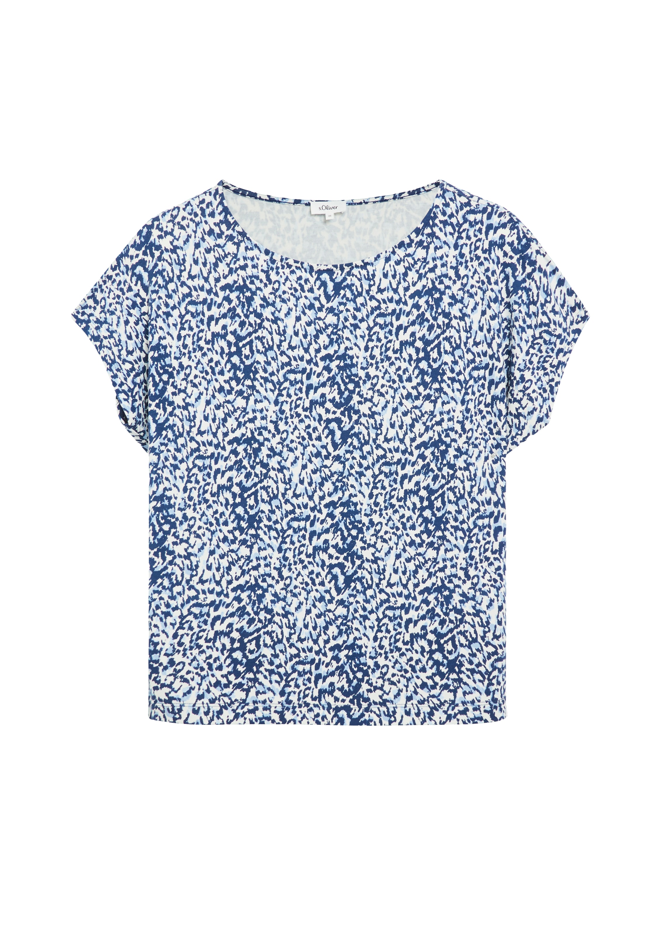s.Oliver Kurzarmshirt Sommershirt mit grafischem Muster aus Viskose/Stretch