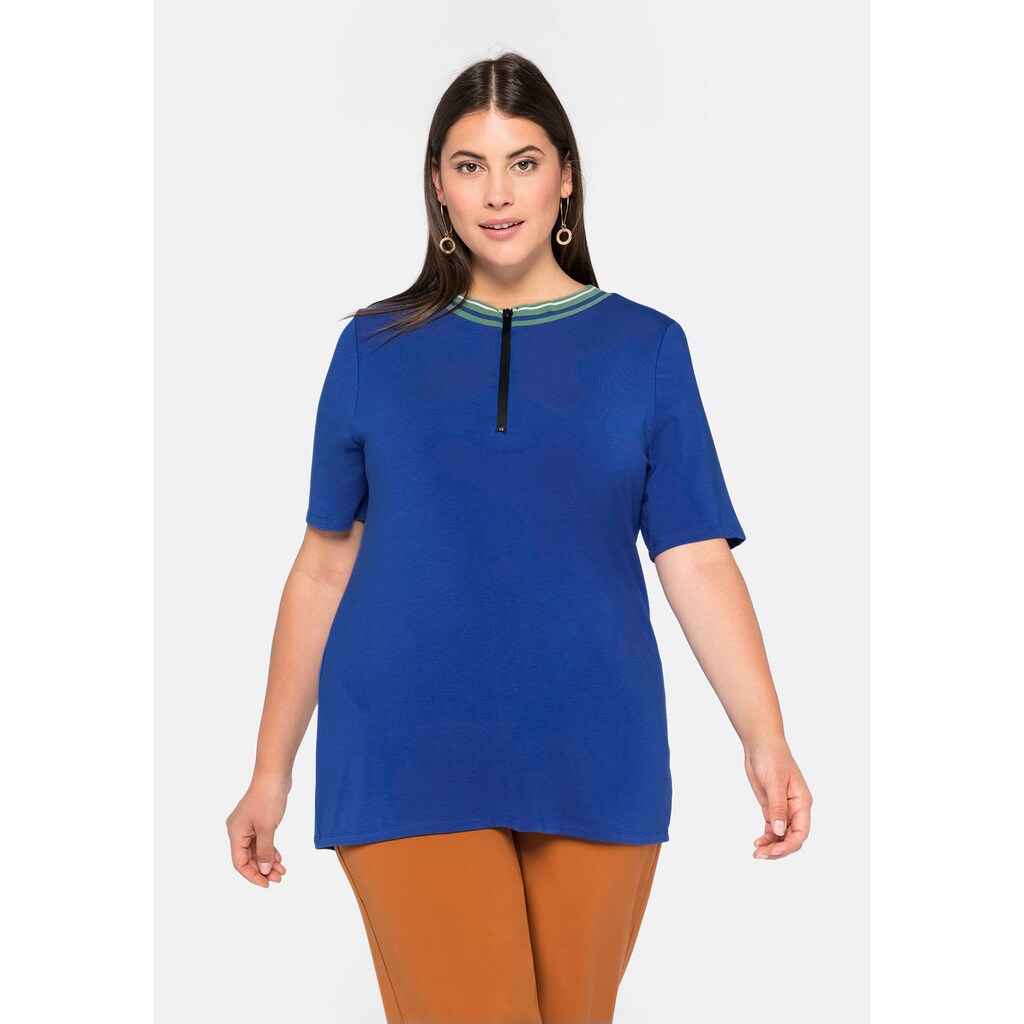 Damenmode Shirts & Sweatshirts Sheego Rundhalsshirt »Shirt«, mit Rippbund und Zipper royalblau