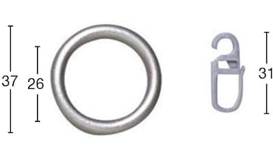 GARESA Gardinenring »Ring mit Haken«, (Set, 20 St., mit Faltenlegehaken), Kunststoff,... kaufen