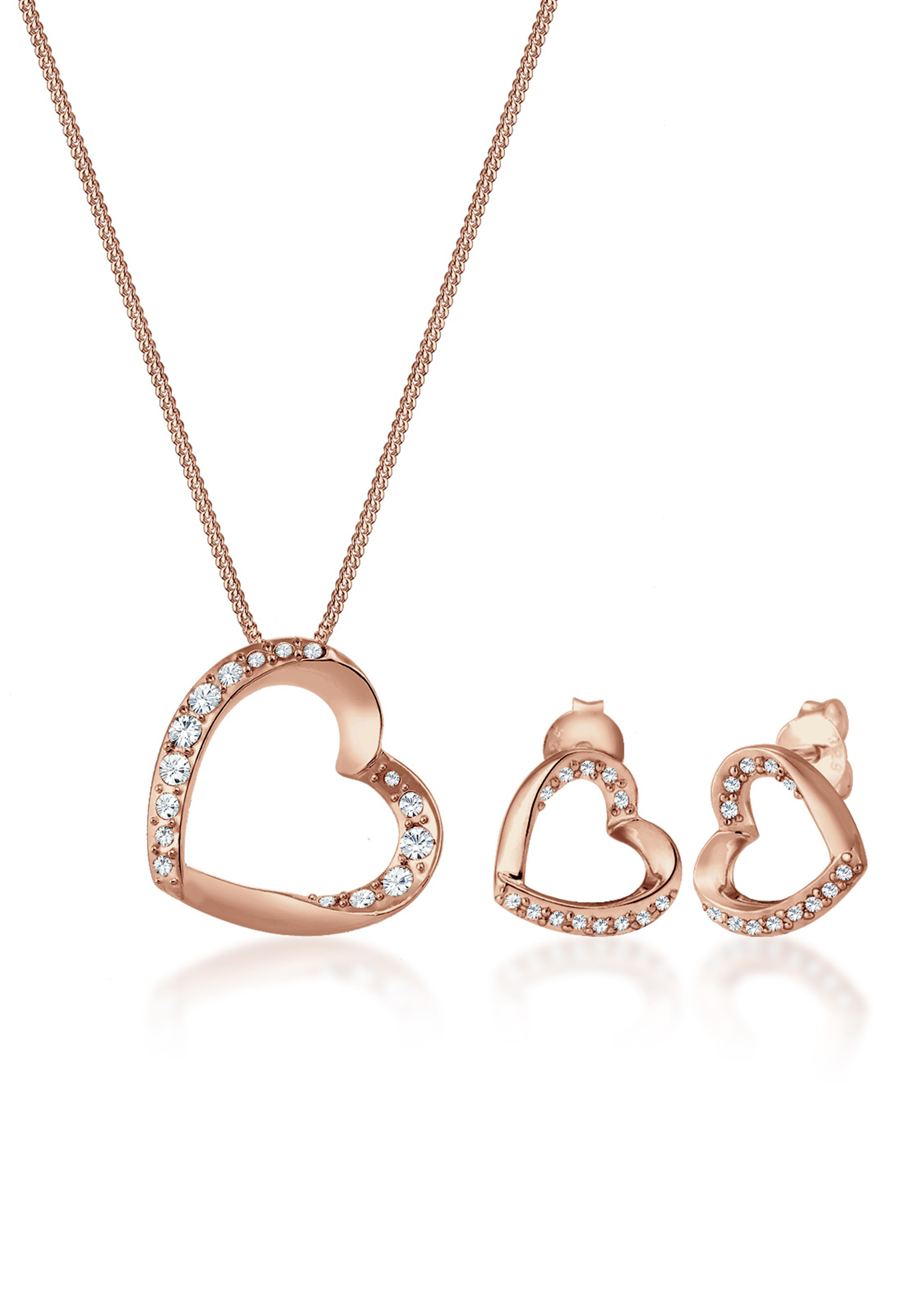 Orecchini A Cuore Elli Con Cristalli Swarovski - Argento 925 - Miele