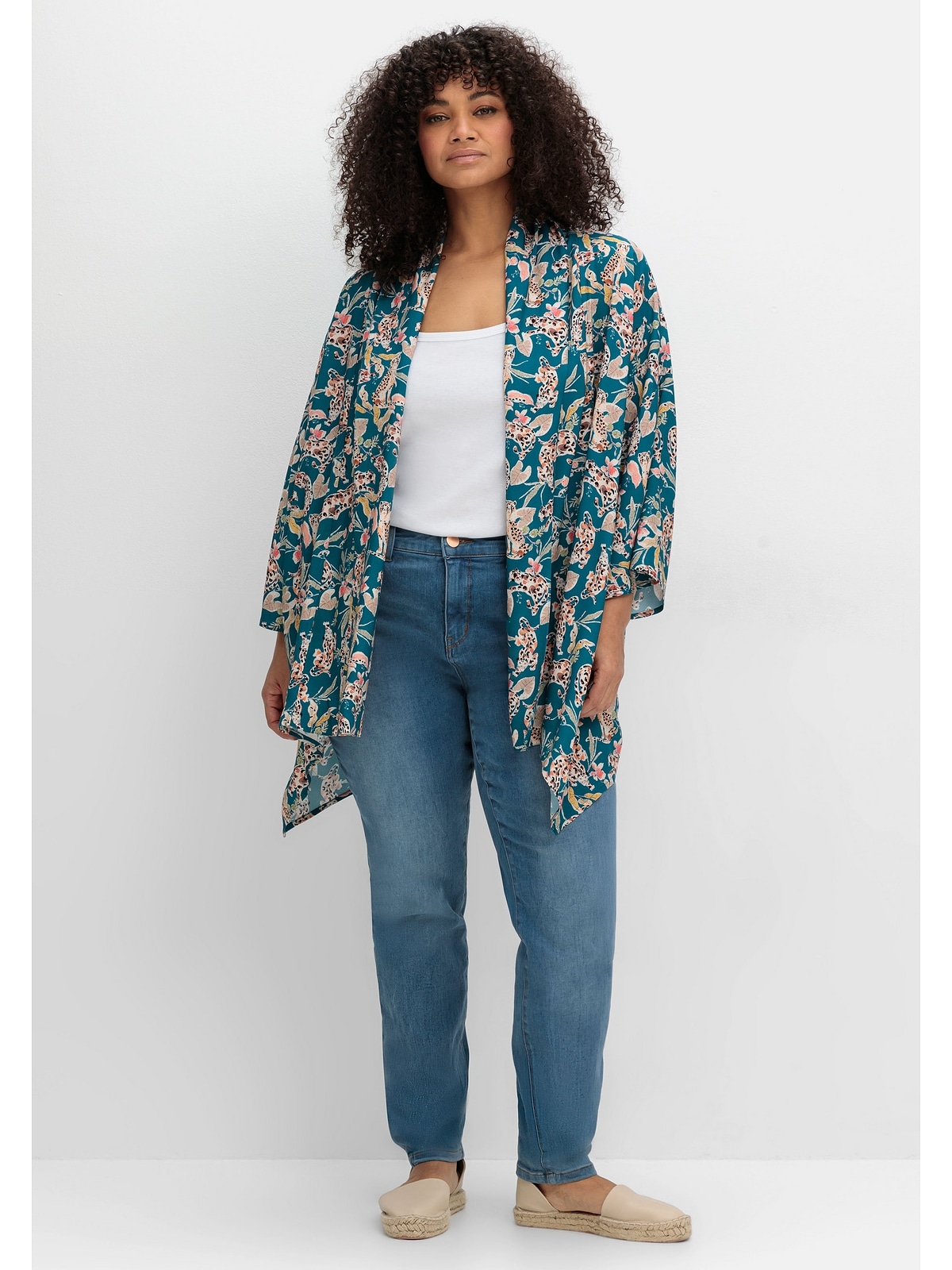 sheego by Joe Browns Longbluse »Große Größen«, im Kimono-Stil, mit Blumendruck