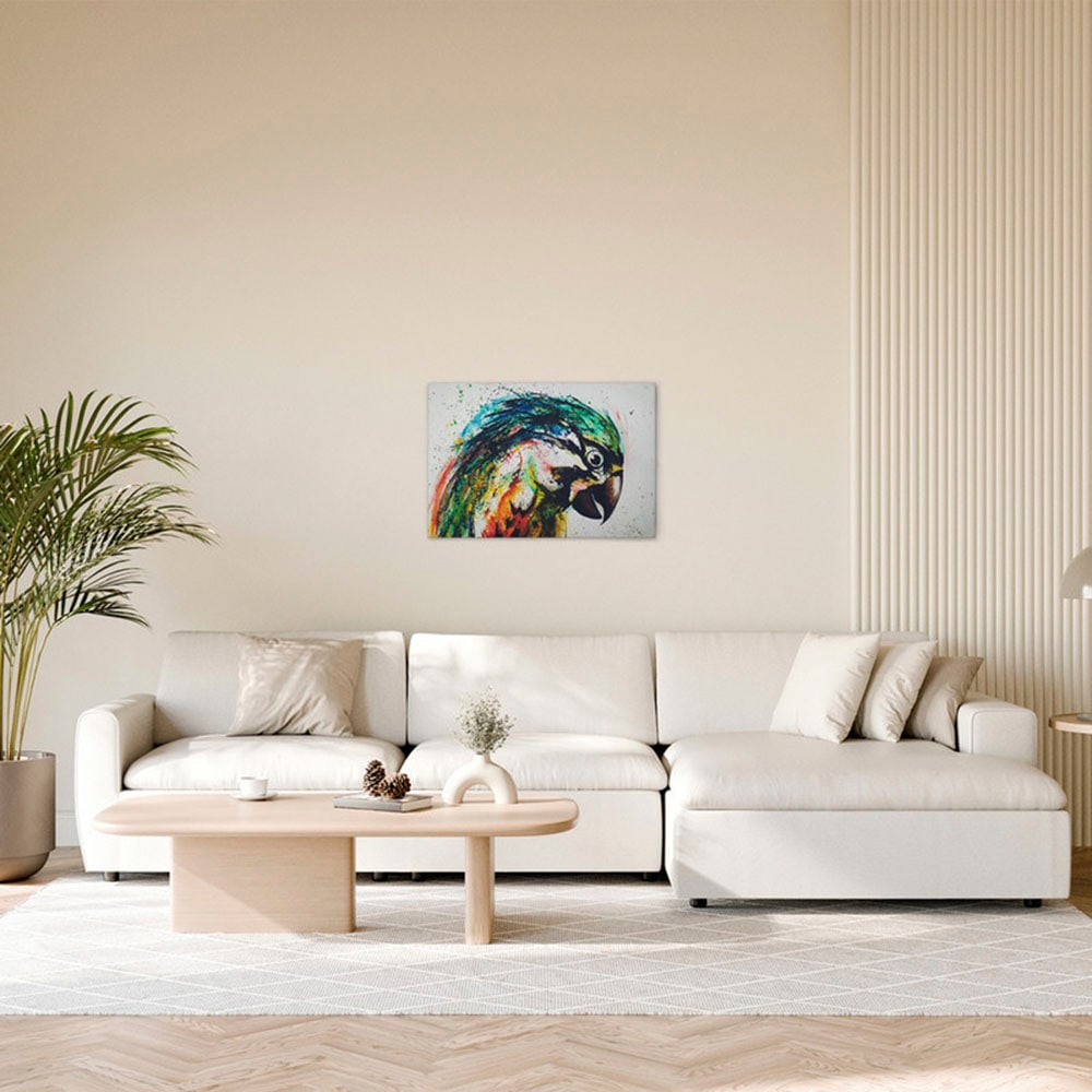 A.S. Création Leinwandbild "Parrot - Wandbild Bunt Creme Schwarz Keilrahmen günstig online kaufen