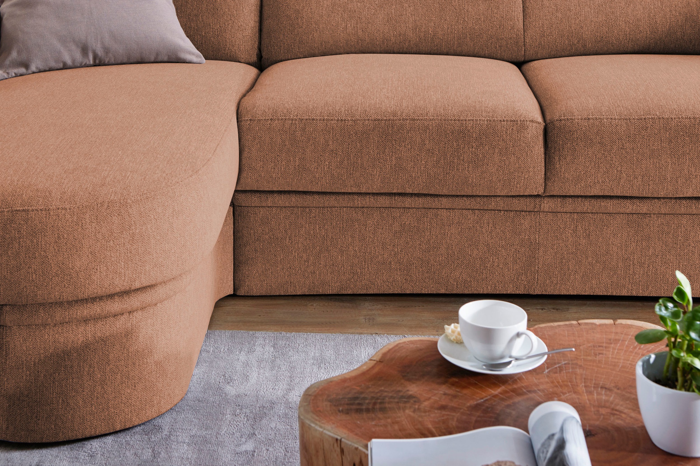 VILLA BECK Ecksofa »Varese L-Form«, (2 St.), Kopfteilverstellung, wahlweise mit Sitzvorzug, in Sitzhöhe 46 cm