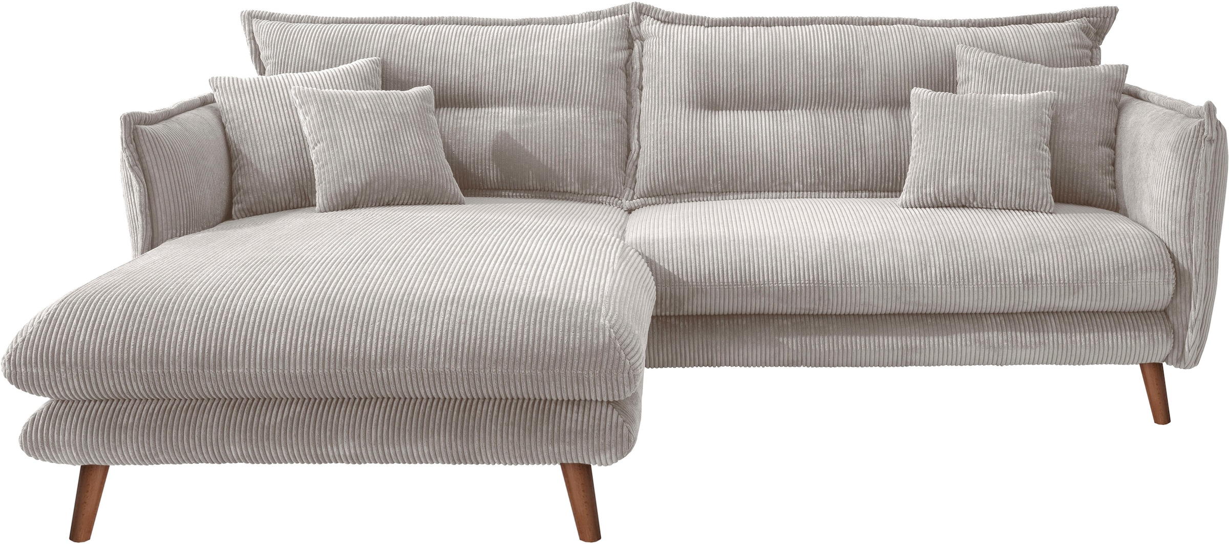 INOSIGN Ecksofa »Lazio modern und bequem, schmale Armlehnen, tolle Detailverarbeitung«, zwei verschiedene Fußfarben wählbar