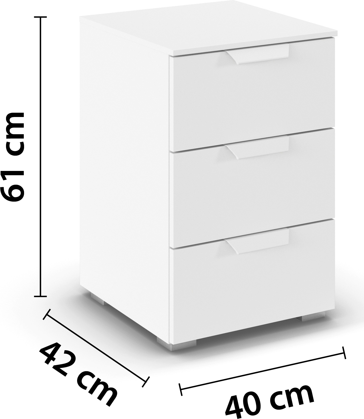 rauch Nachtkommode »Nachttisch Nachtkonsole COSTA mit farblich passenden Metallgriffen« in 2 Griff-Farben, Breite 40 cm,  drei geräumige Schubladen MADE IN GERMANY