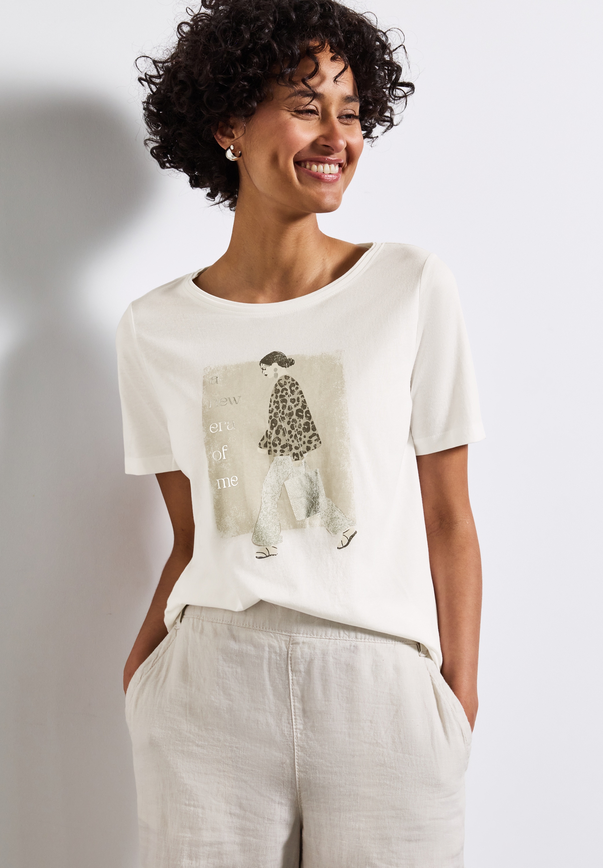 STREET ONE T-Shirt, mit Print und schimmerndem Folien-Wording günstig online kaufen