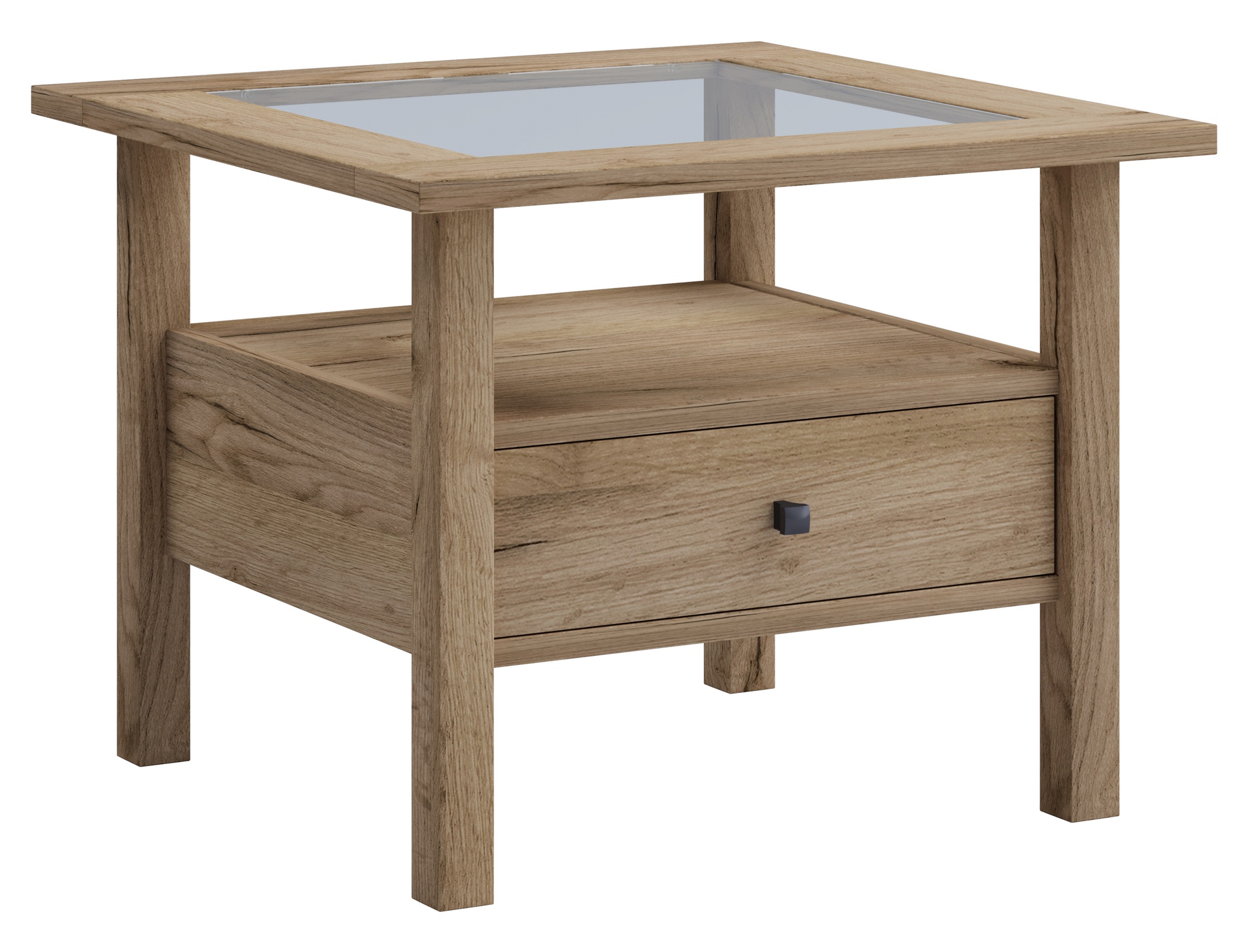 Couchtisch VCM "Holz Sofatisch Couchtisch Schublade Lingis M", braun (honig, eiche), B:54cm T:54cm, Tische, Couchtisch Eckige Couchtische Holz-Couchtische 3