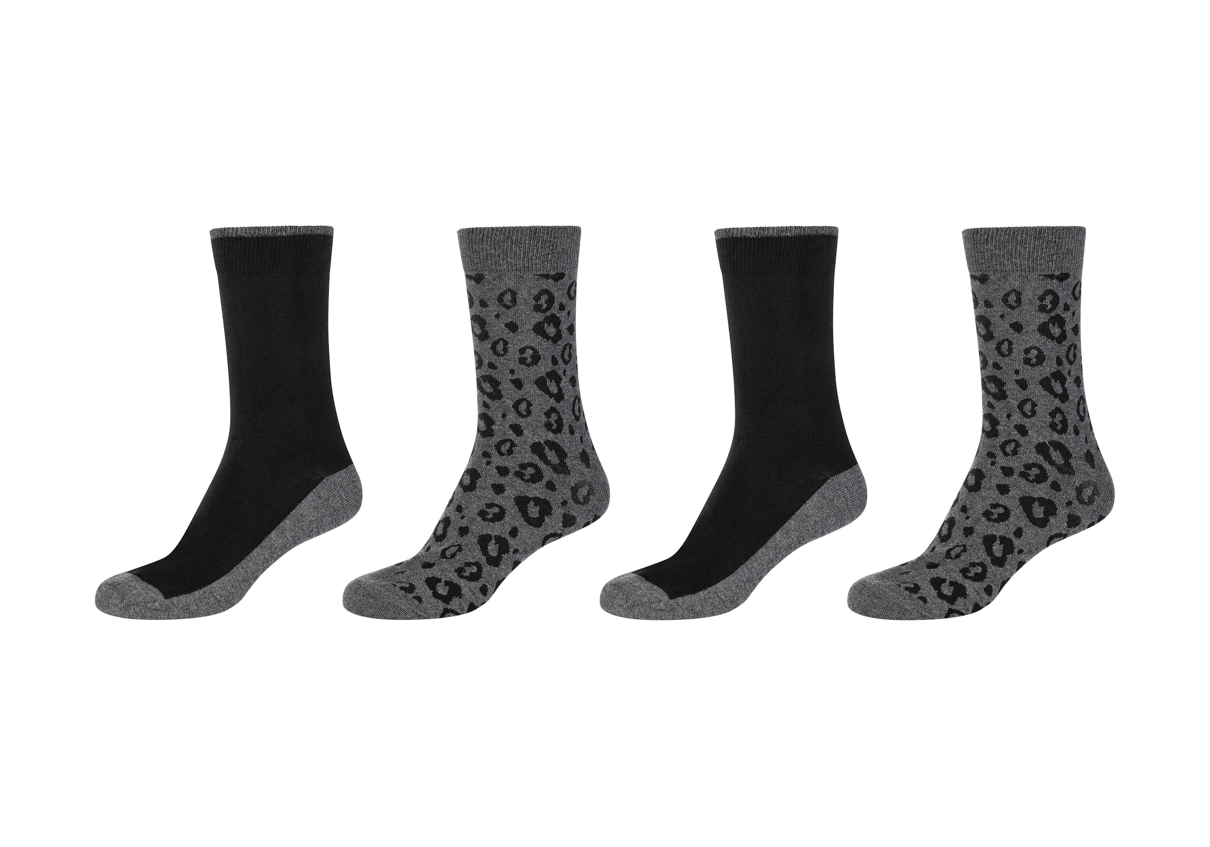 Socken, (4er Pack), Leopard Socks, Piqué-Bund, verstärkte Ferse und Spitze