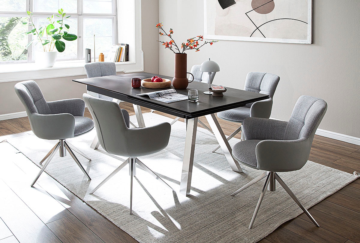MCA furniture Esstisch »TOBAGO Auszugtisch 180-260 cm«, (Einzelstück), Keramik,Edelstahl,Stirnauszug,ausziehbar,Tischplatte 13 mm