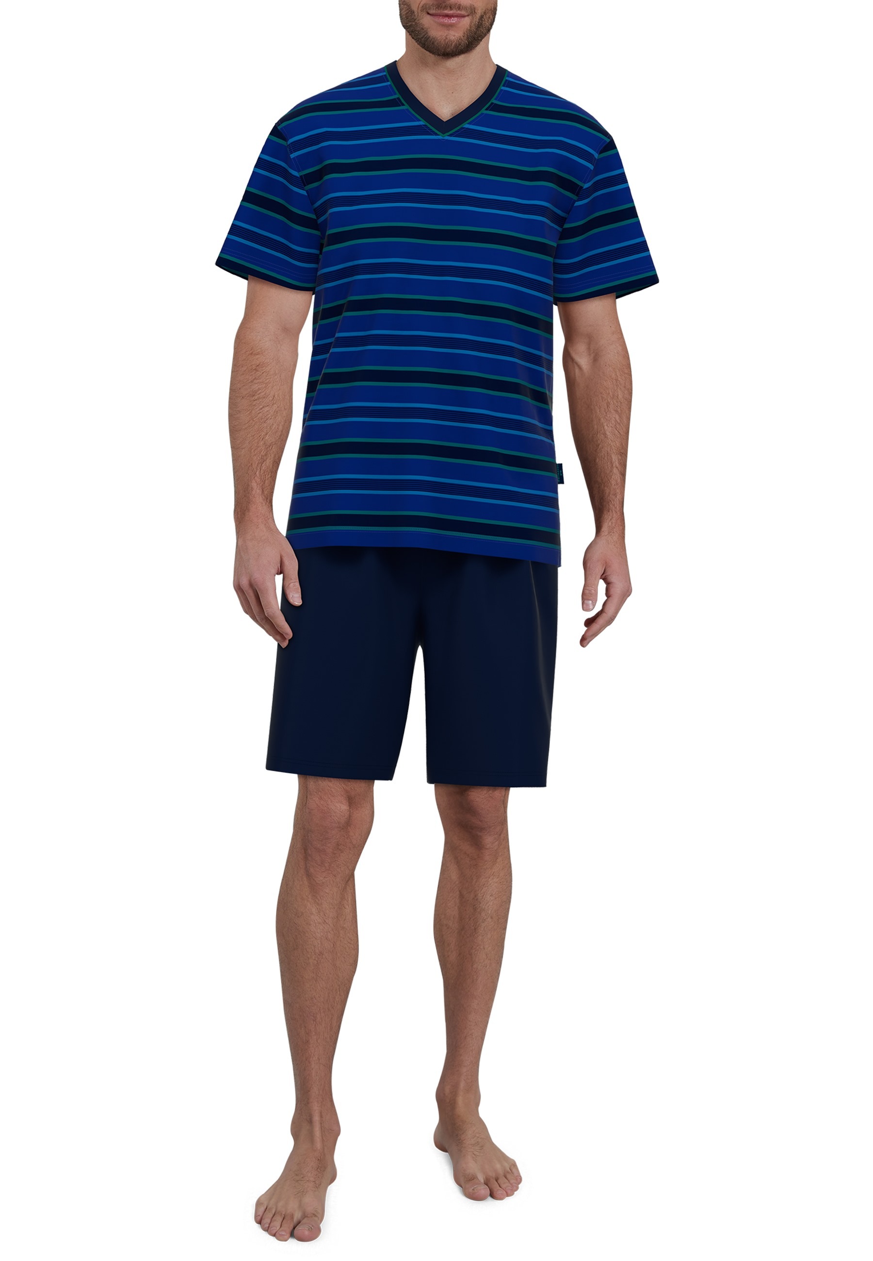 Thumbnail - GÖTZBURG Shorty "Bray" 2 tlg. V-Ausschnitt, Kurzarm, kurze Hose, Baumwollmix, kühlend, weich