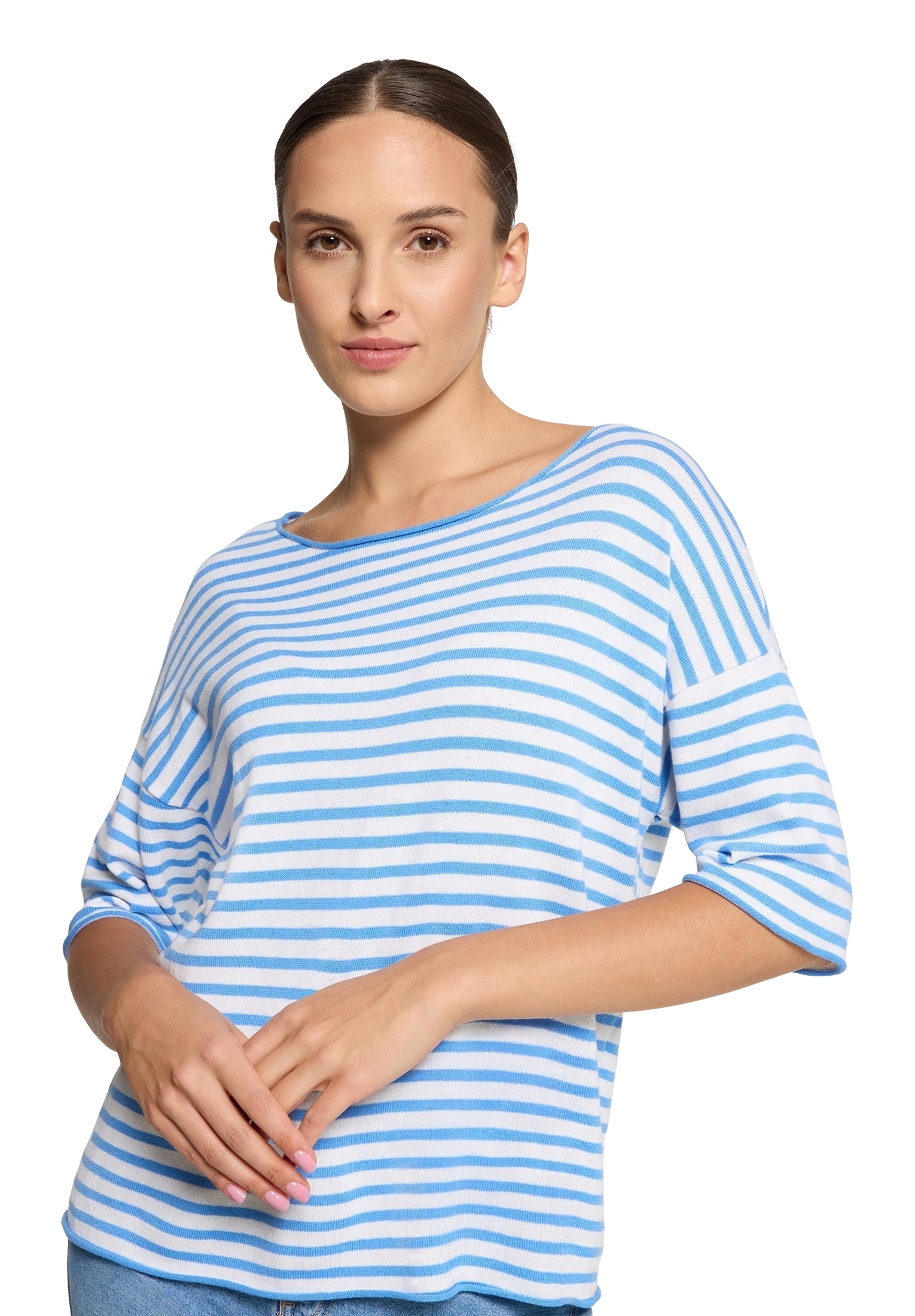 Betty&Co Kurzarmshirt »Betty & Co Damen Strickpullover mit U-Boot-Ausschnitt«, (1 tlg.), Ringel
