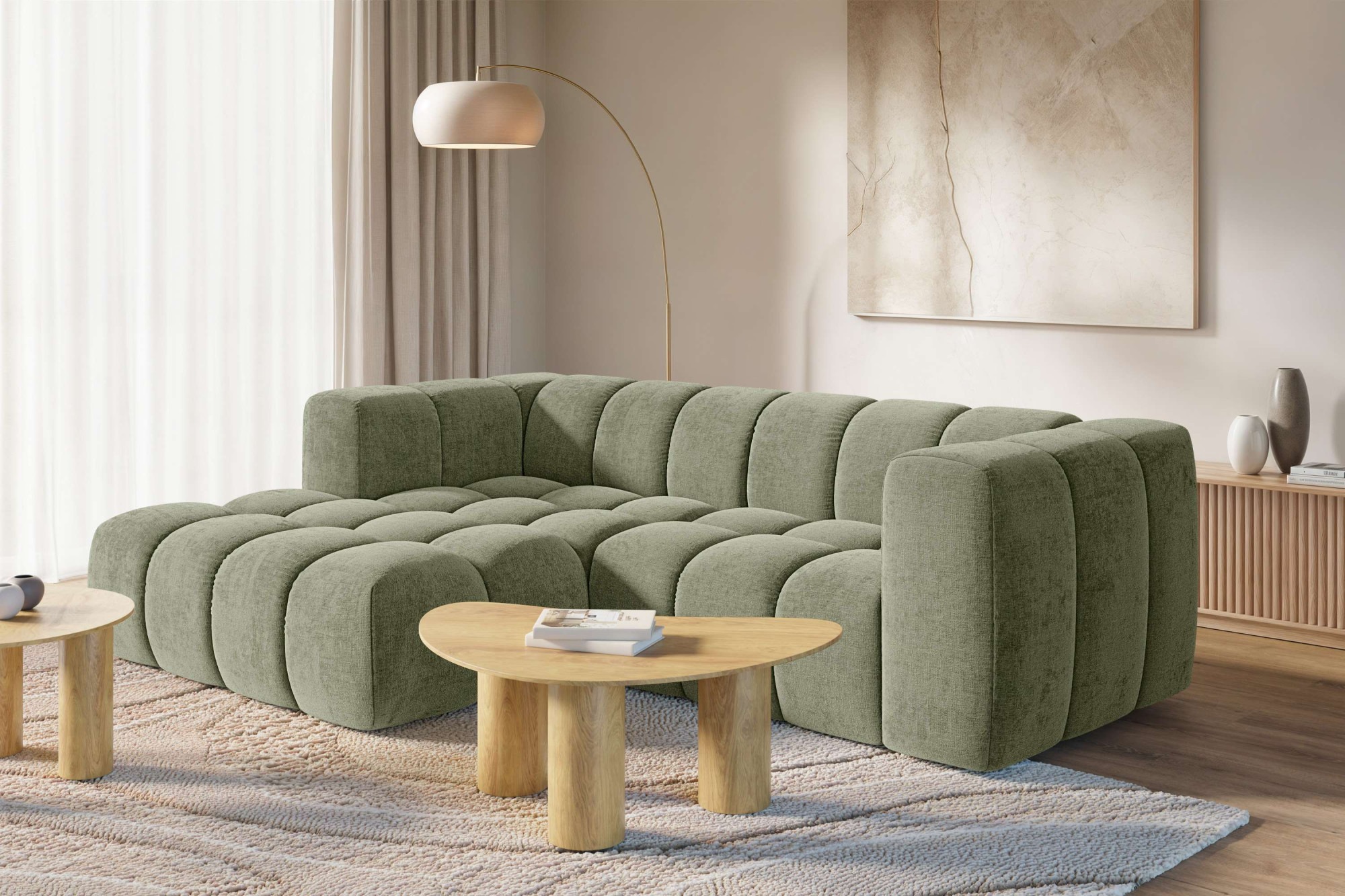 homsy by Ana Johnson Ecksofa ""L" BOUBELLE L-Form, Design-Sofa, Bubble-Optik, Breite 247 cm" hoher Sitzkomfort dank Wellenunterfederung, L Sitztiefe 63 cm