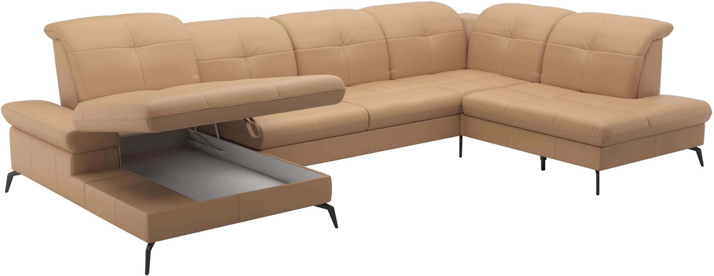 sit&more Wohnlandschaft »Amica, U-Form, inkl. Sitztiefenverstellung und Armteilverstellung«, wahlweise mit Kopfteilverstellung, Bettfunktion und Bettkasten