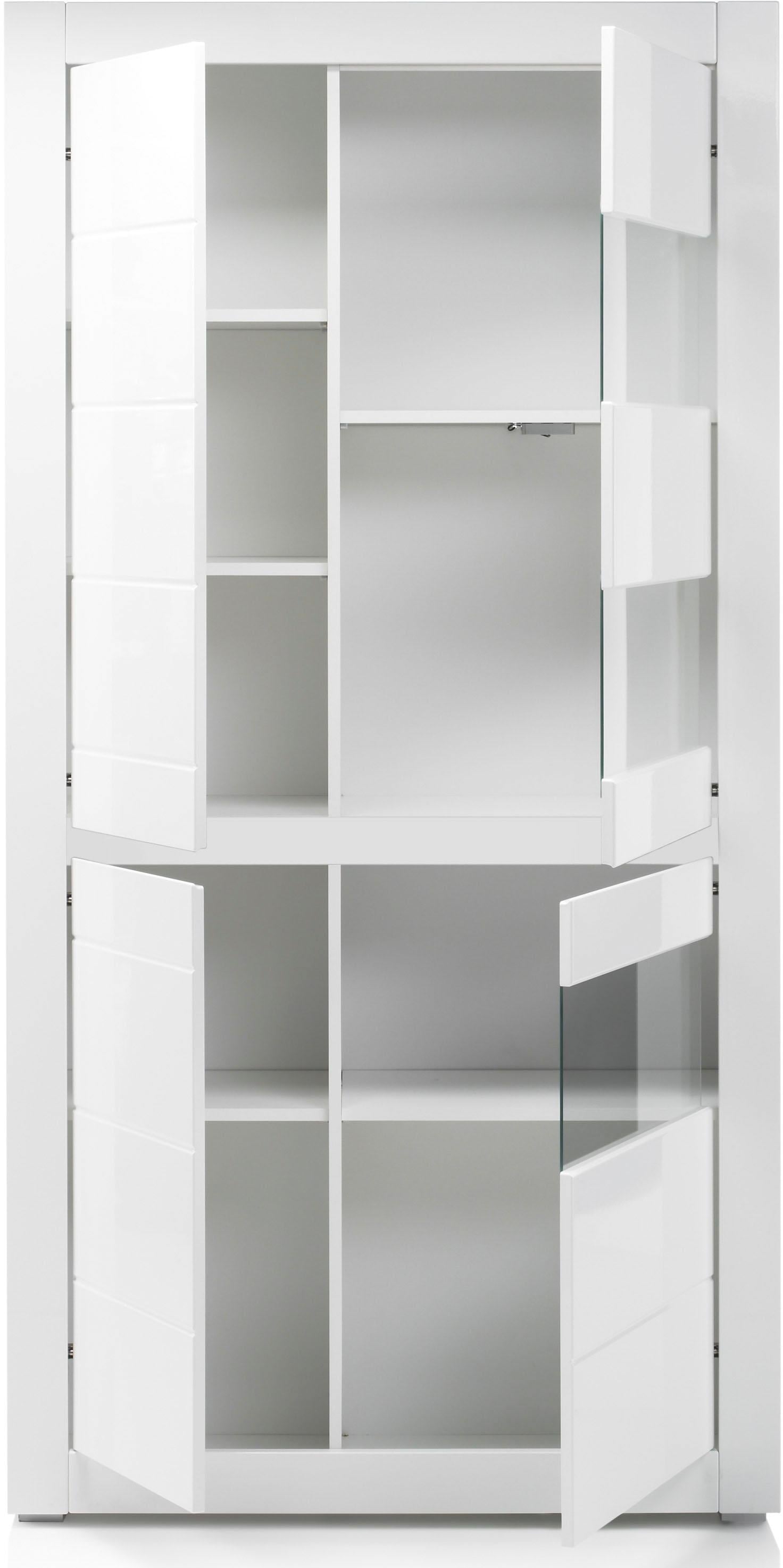 INOSIGN Vitrine »Carat«, Höhe 198 cm, zwei Leisten angeliefert, 1 x grau, 1 x weiss