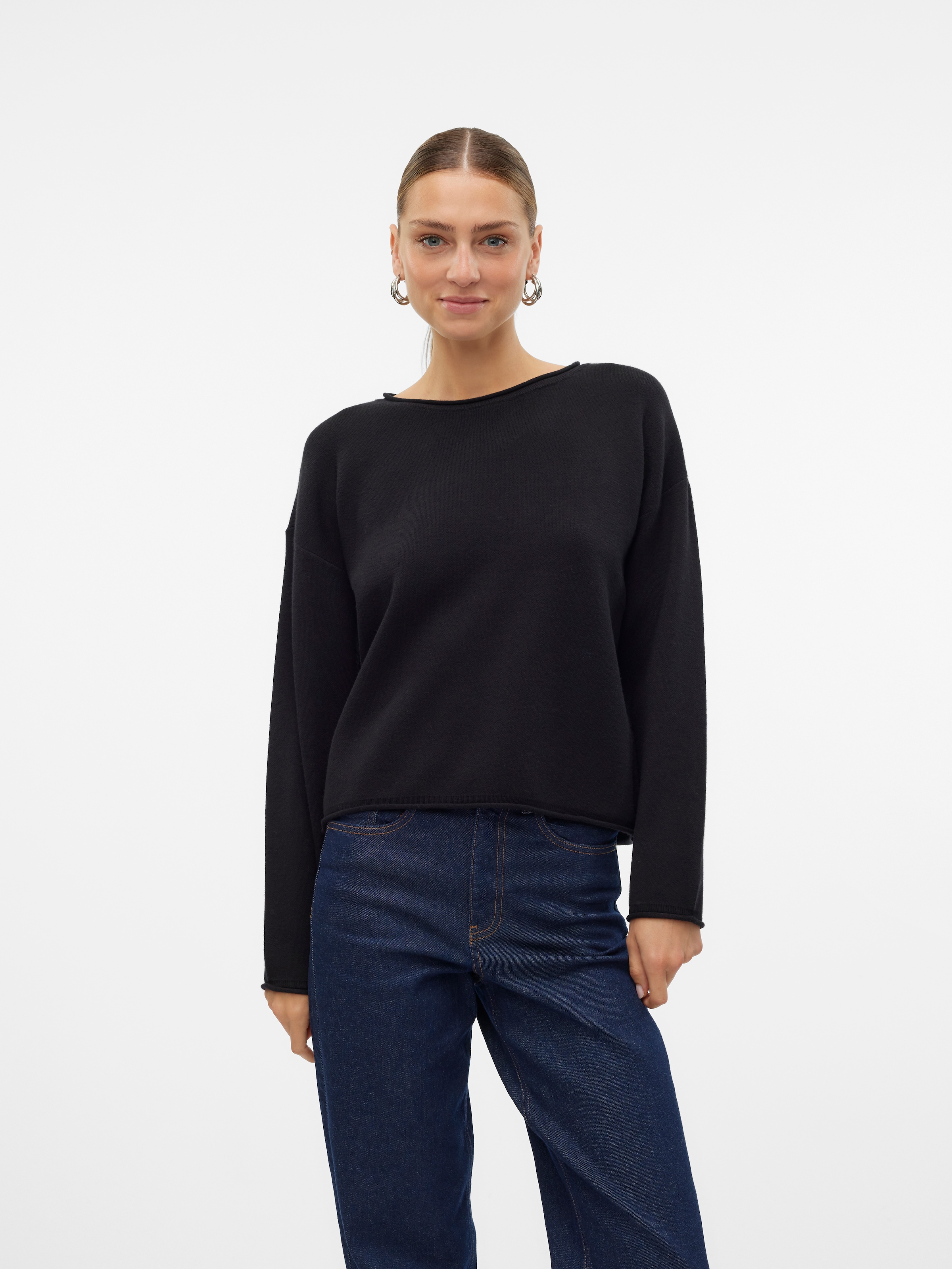Vero Moda Strickpullover "VMGOLD ROLL LS O-NECK PULLOVER GA" Viskosemischung, regular fit