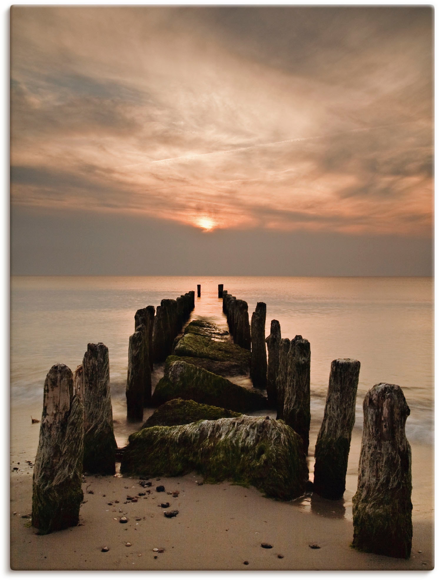 Artland Leinwandbild "Sonnenuntergang an der Ostsee" Sonnenaufgang & -untergang 1 Stk. tlg. auf Holzrahmen gespannt