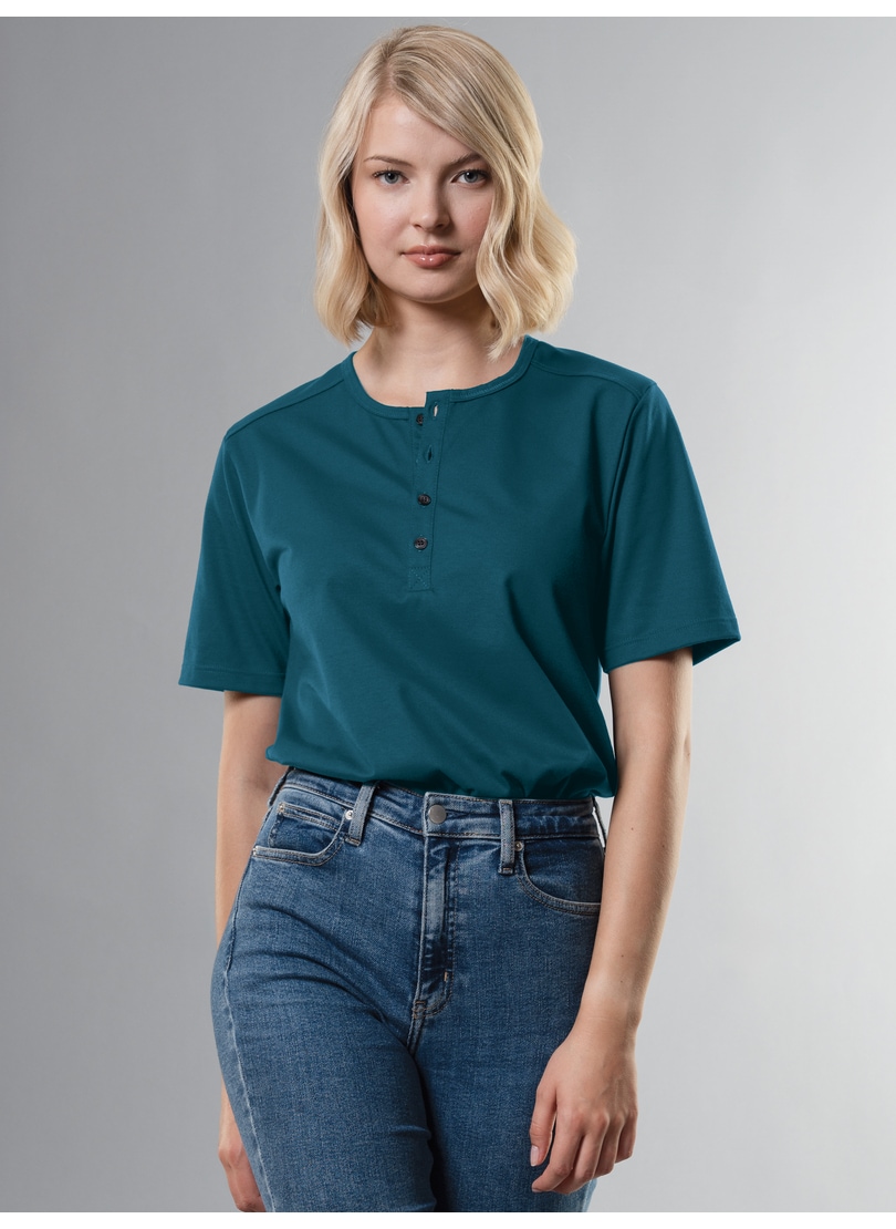 Trigema T-Shirt "TRIGEMA T-Shirt mit Knopfleiste DELUXE Baumwolle", (1 tlg. günstig online kaufen