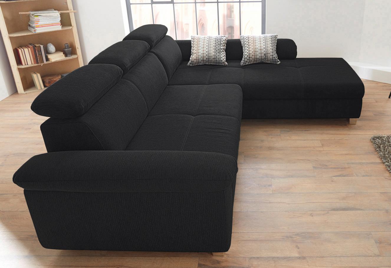 Jockenhöfer Gruppe Ecksofa "Landshut L-Form, B: 295 cm" mit Schlaffunktion, Kopfteilverstellung & 2 Zierkissen