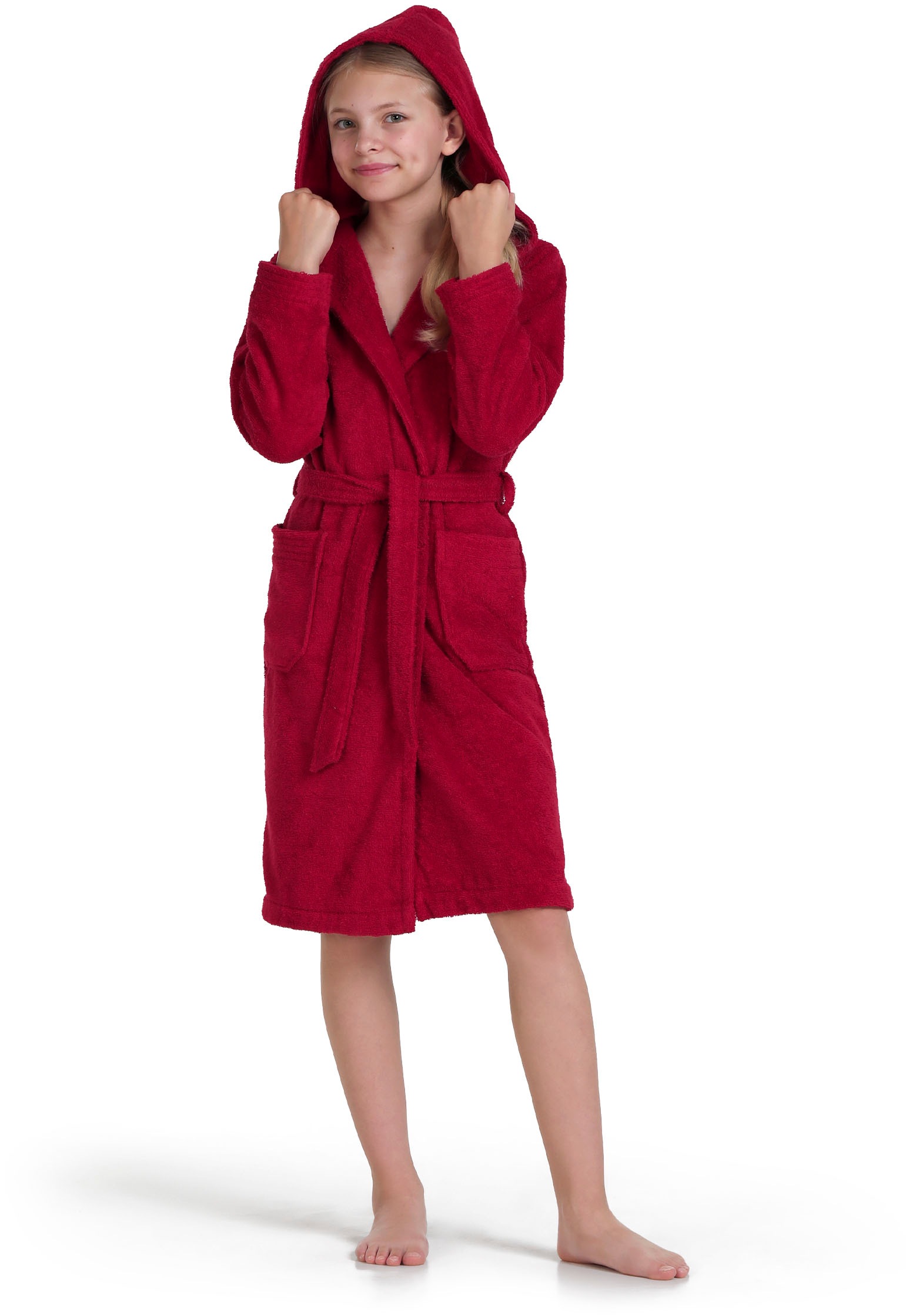 Kinderbademantel MÖVE, L:90cm, rot, Obermaterial: 100% Baumwolle, Hausmäntel, "Superwuschel"