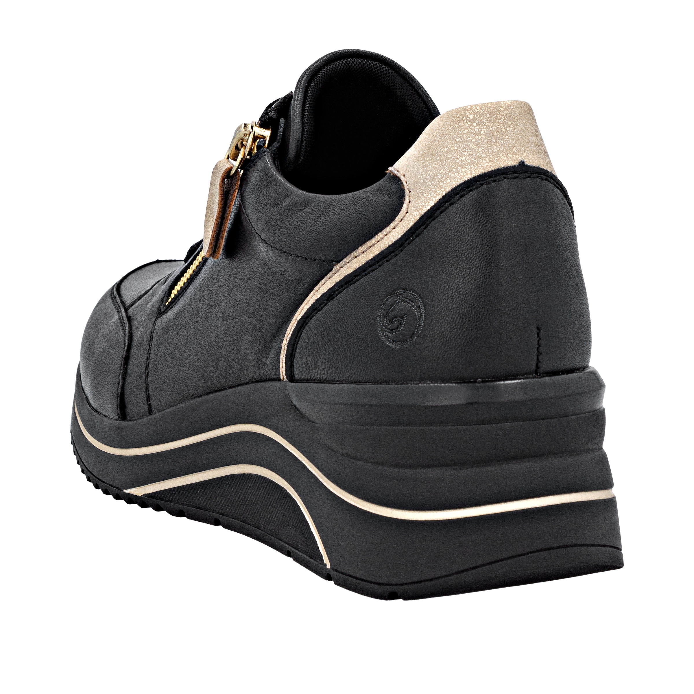 Remonte Keilsneaker, Freizeitschuh, Halbschuh, Schnürschuh mit goldfarbenem Logoanhänger