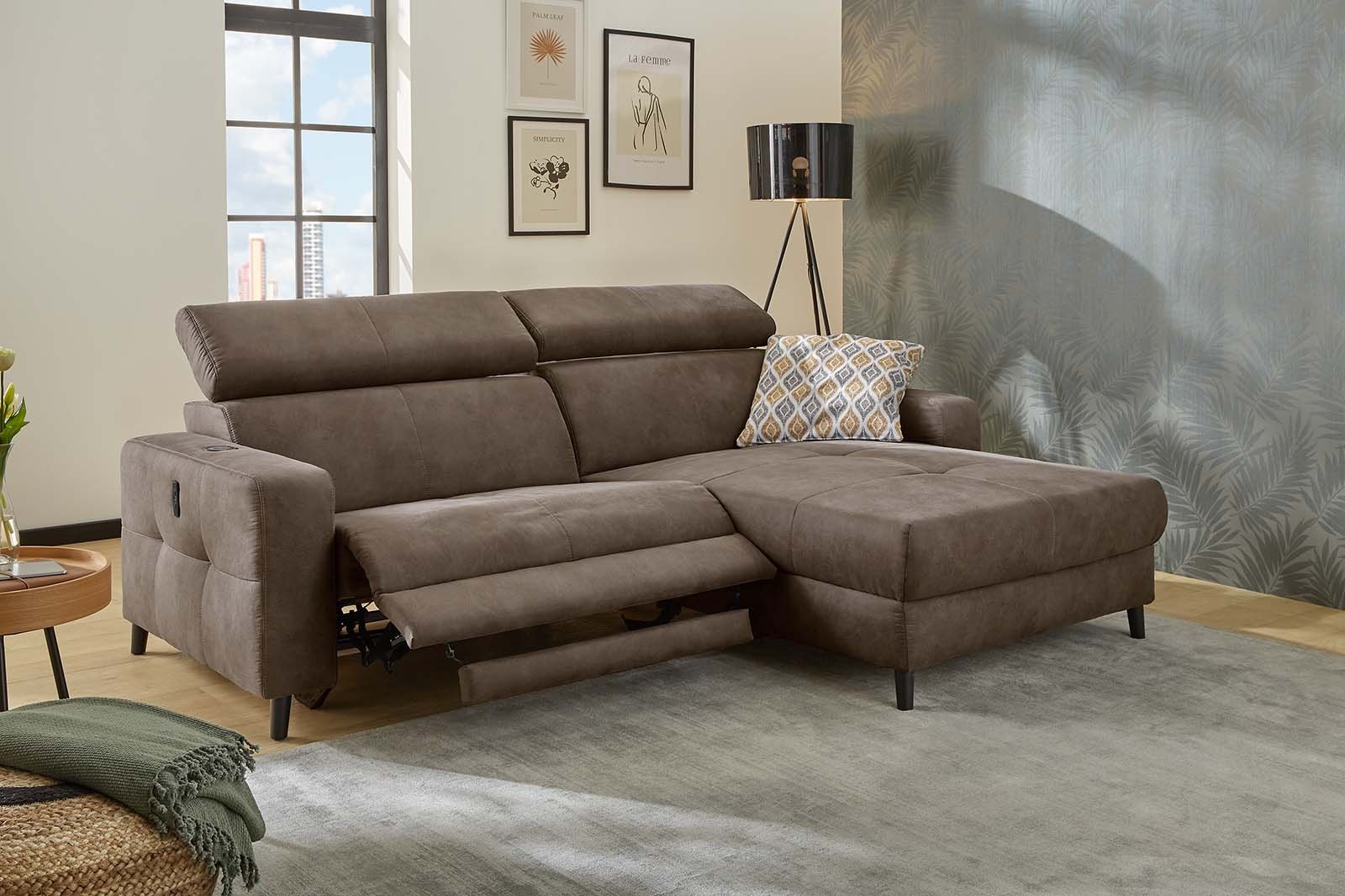 Jockenhöfer Gruppe Ecksofa »Doppio L-Form mit elektromotorischer Relaxfunktion und«, induktiver Lademöglichkeit + USB-A Ladeport, verstellbare Kopfstützen