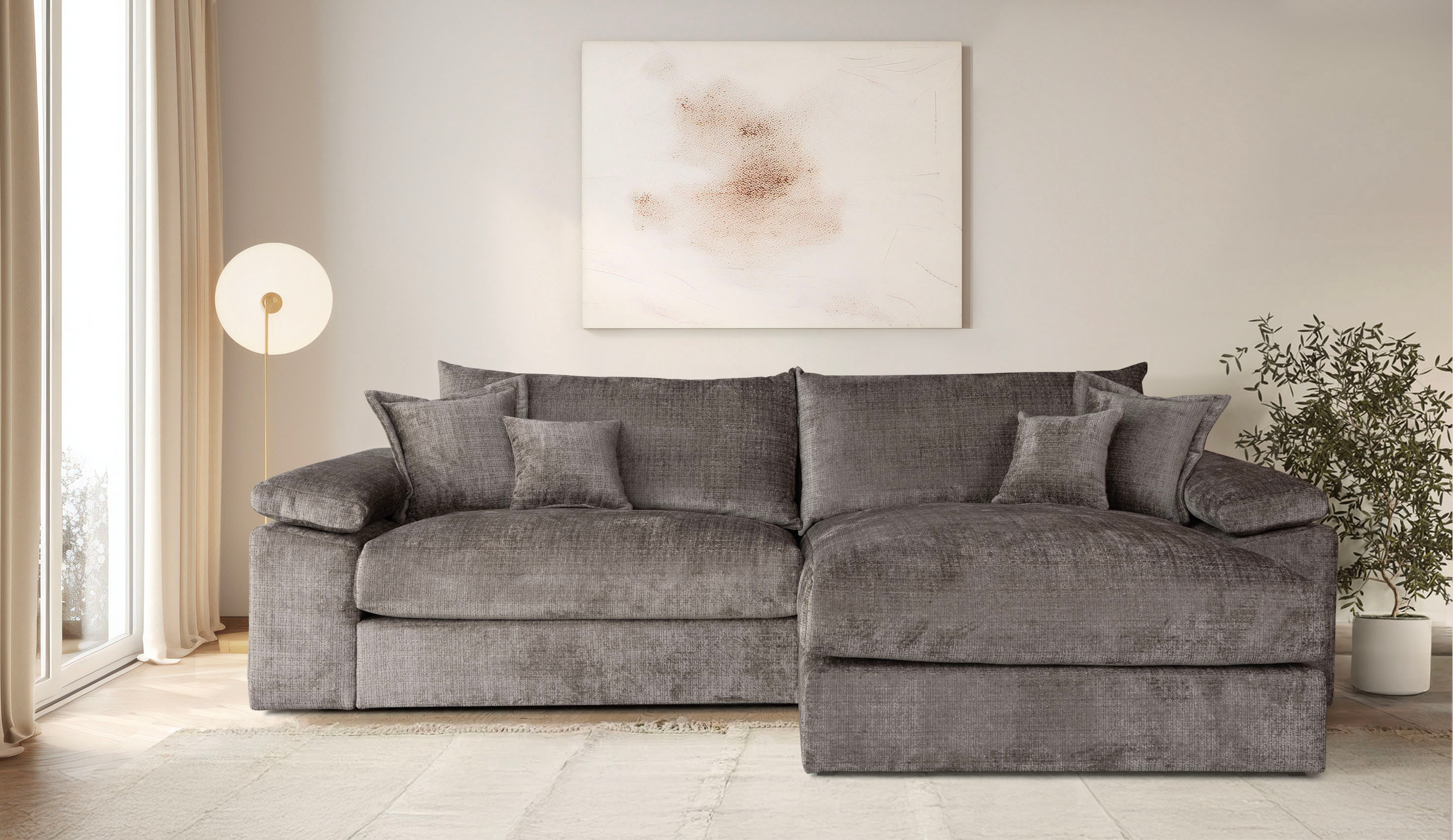 OTTO home "Soft&Cosy XXL L-Form, B: 303 cm - OTTO. Verlässliche Qualität." Mega-Sofa, Cord oder Chenille-Struktur, mit Federkern & 4 Zierkissen