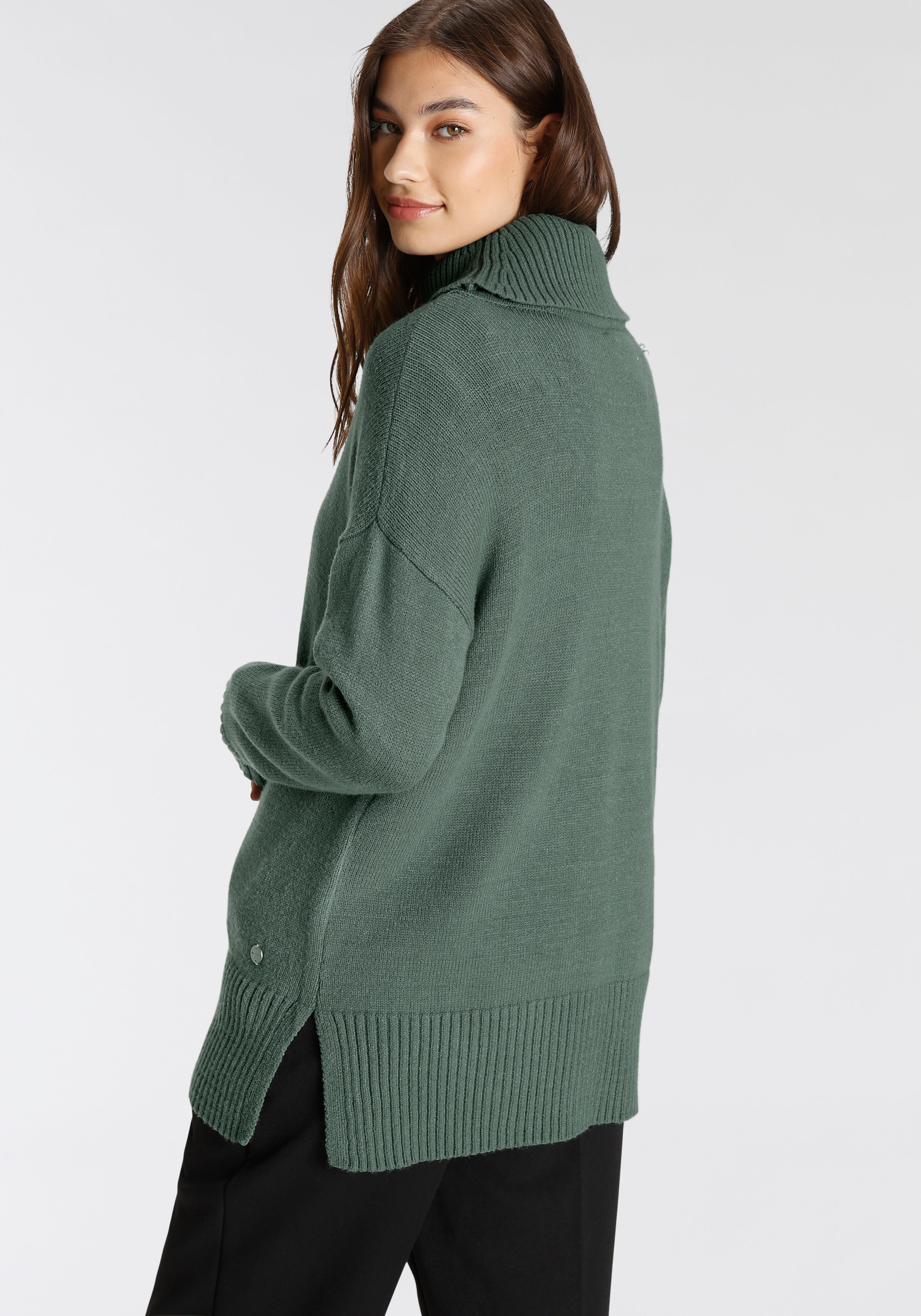 Thumbnail - Tamaris Rollkragenpullover in lässiger Form mit seitlichen Schlitzen