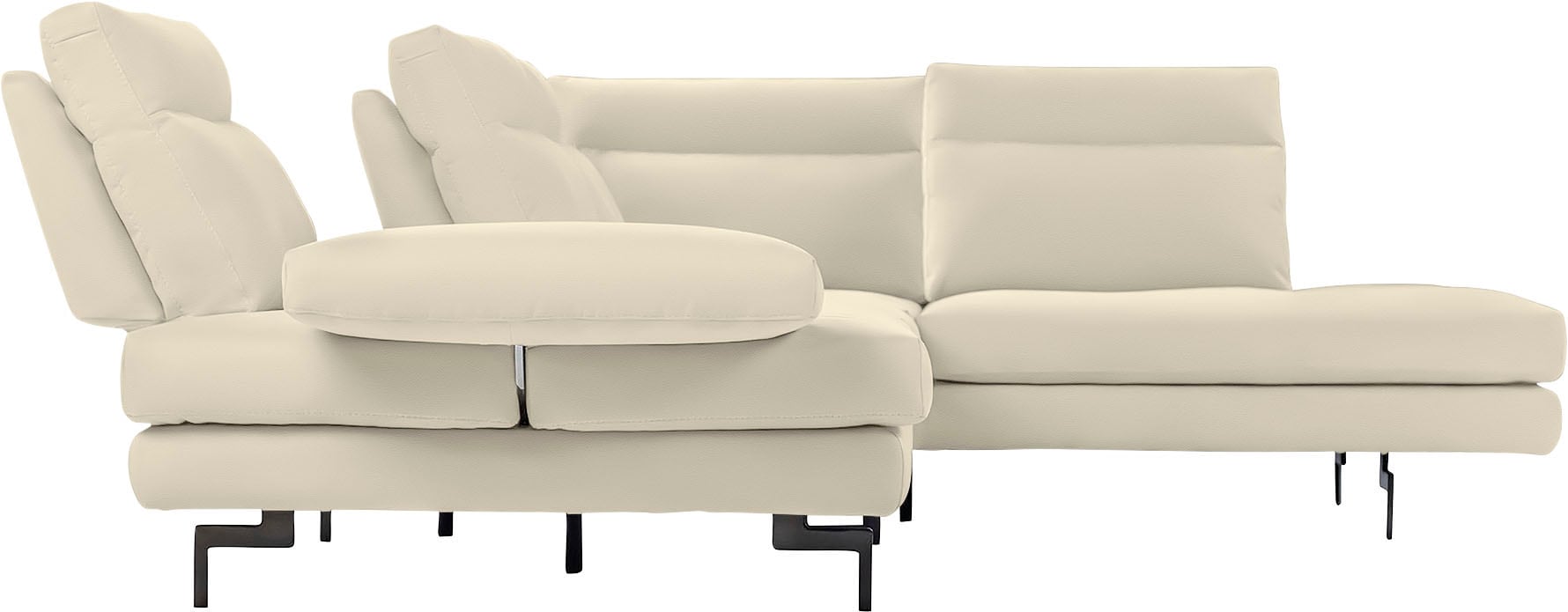 CALIA ITALIA Ecksofa »Toby Wing, L-Form, Designsofa mit sensationellem Sitzkomfort«, Sitztiefenverstellung, funktionale Ecke, Füße in schwarz matt