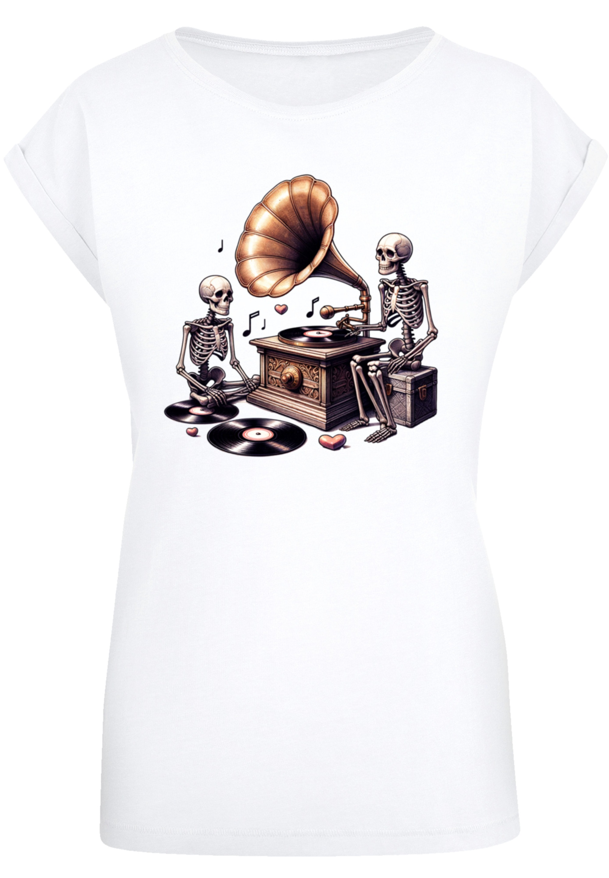 F4NT4STIC T-Shirt »Gothic Skeleton Vintage Plattenspieler«, Premium Qualität