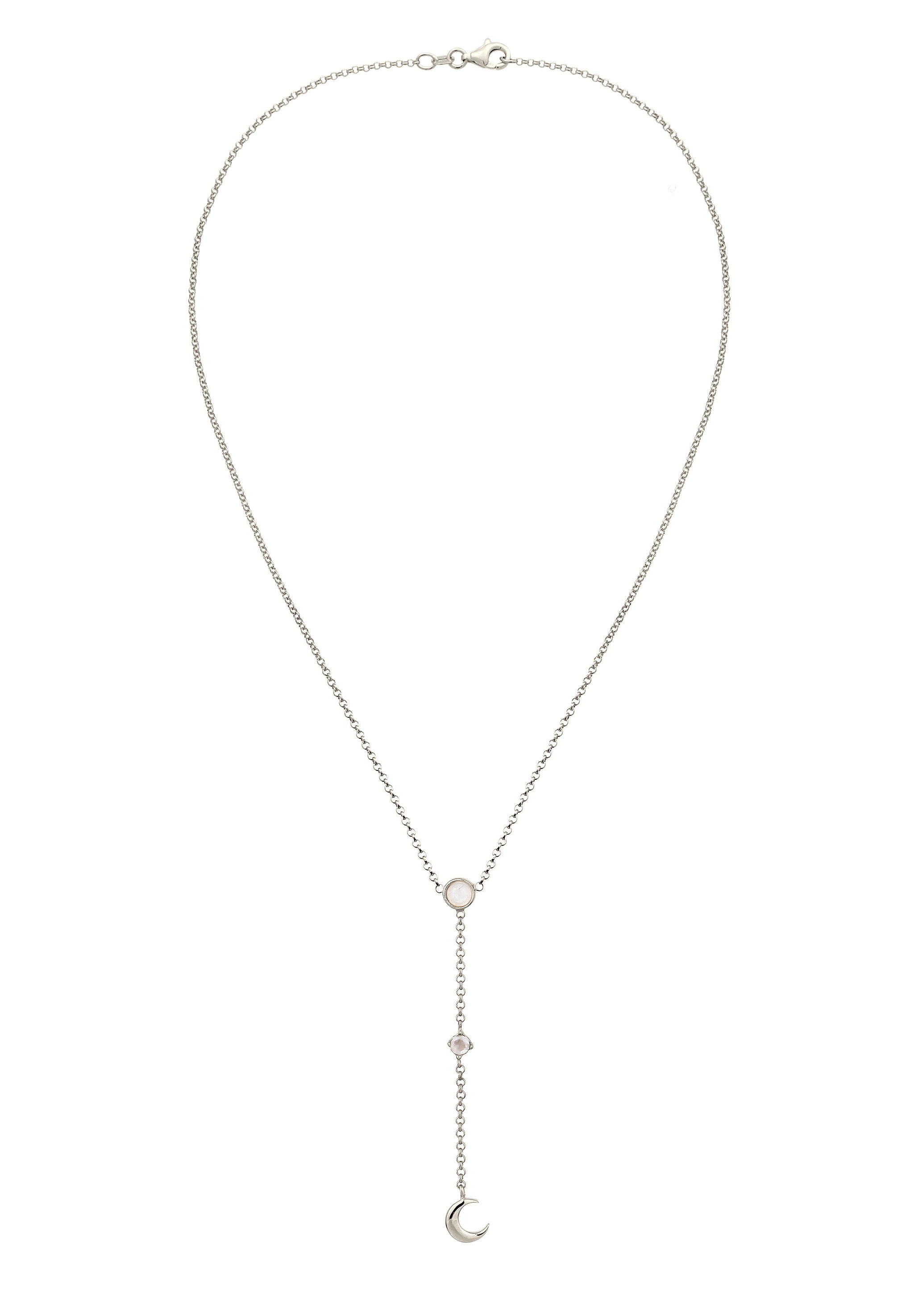 Elli Y-Kette »Halskette Y-Kette Halbmond Regenbogen Mondstein 925 Sterling Silber«