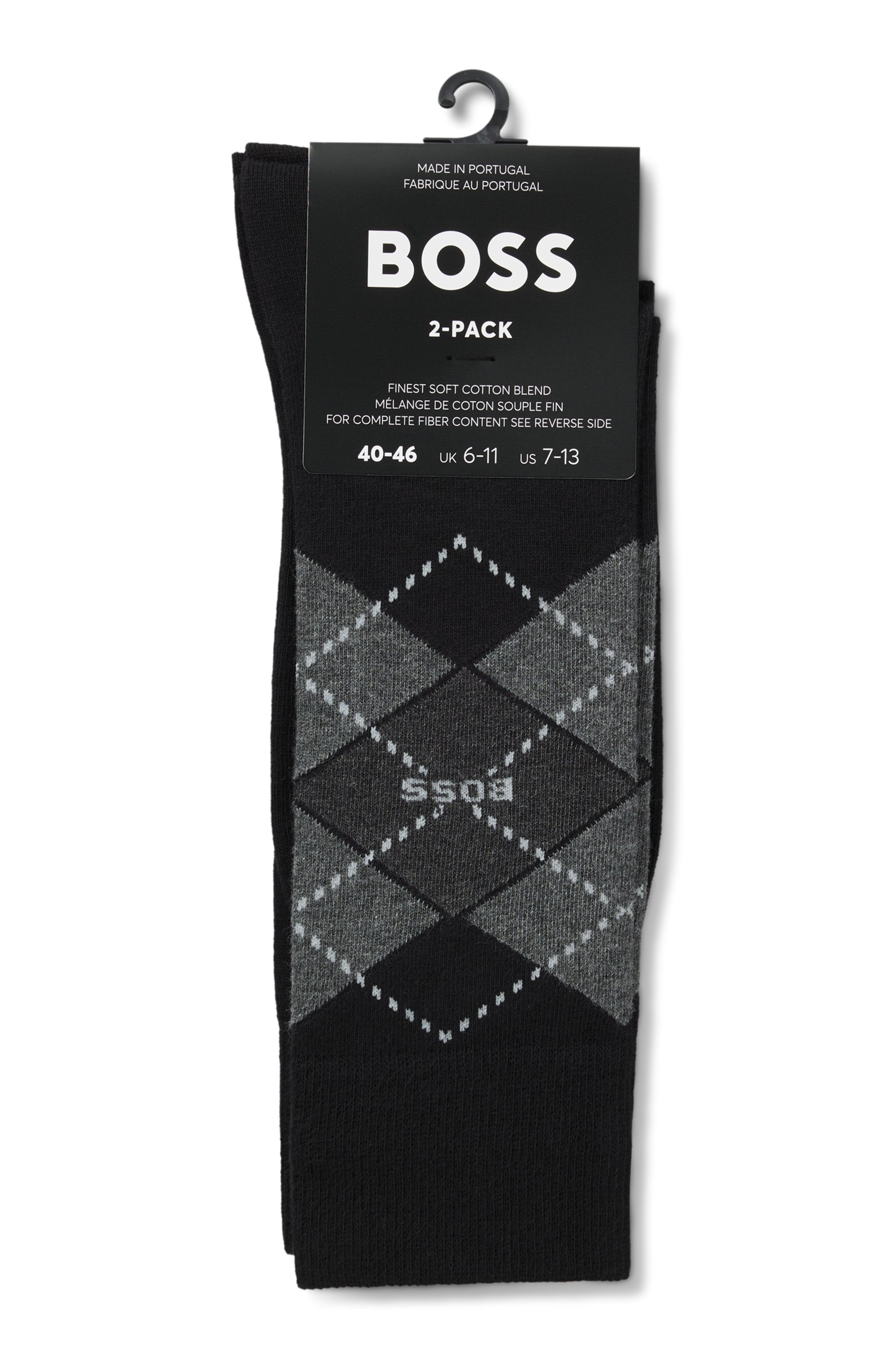 BOSS Socken »2P RS Argyle CC«, (Packung, 2 Paar, 2er Pack), mit BOSS Schriftzug