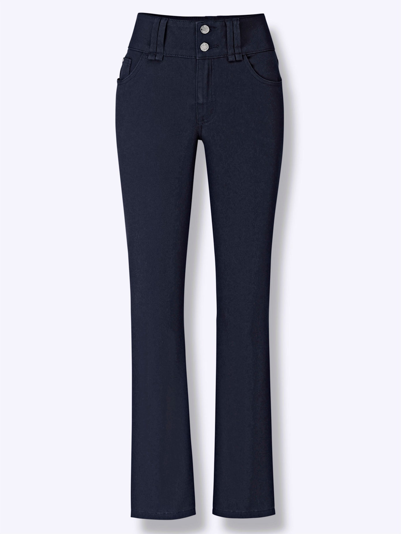Bequeme Jeans CASUAL LOOKS, Damen, Gr. 21, Kurzgrößen, marine, 98% Baumwolle, 2% Elasthan, unifarben, lang, Jeans