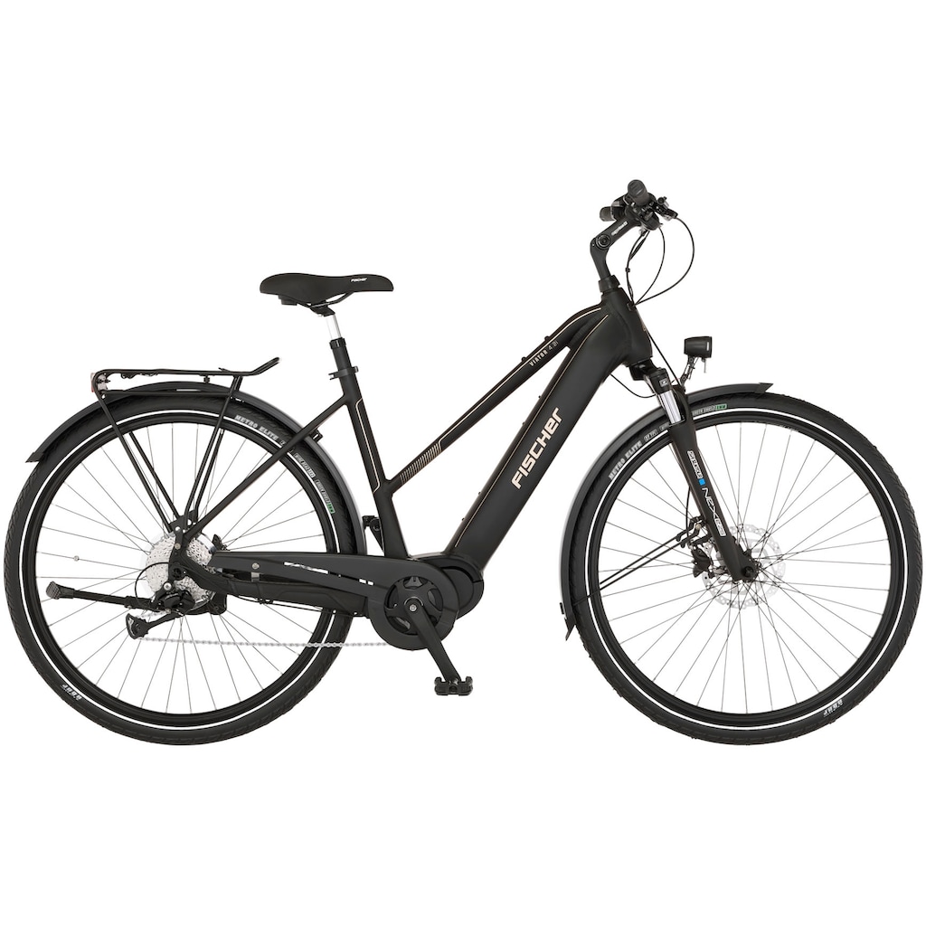 FISCHER Fahrrad E-Bike »VIATOR 4.2i Damen 50«, 9 Gang, Shimano, Acera, Mittelmotor 250 W, (mit Faltschloss)