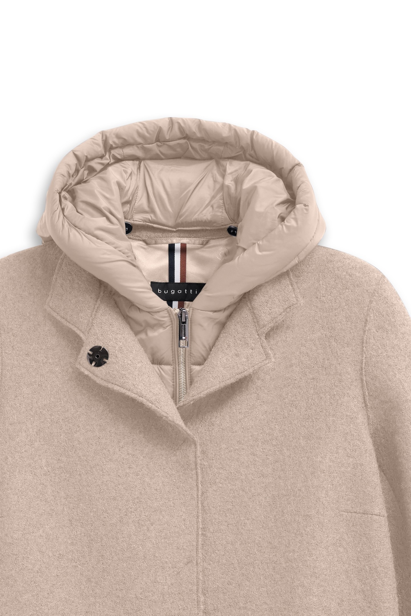bugatti Wollmantel »Modern Fit«, mit Kapuze & herausnehmbarer Weste