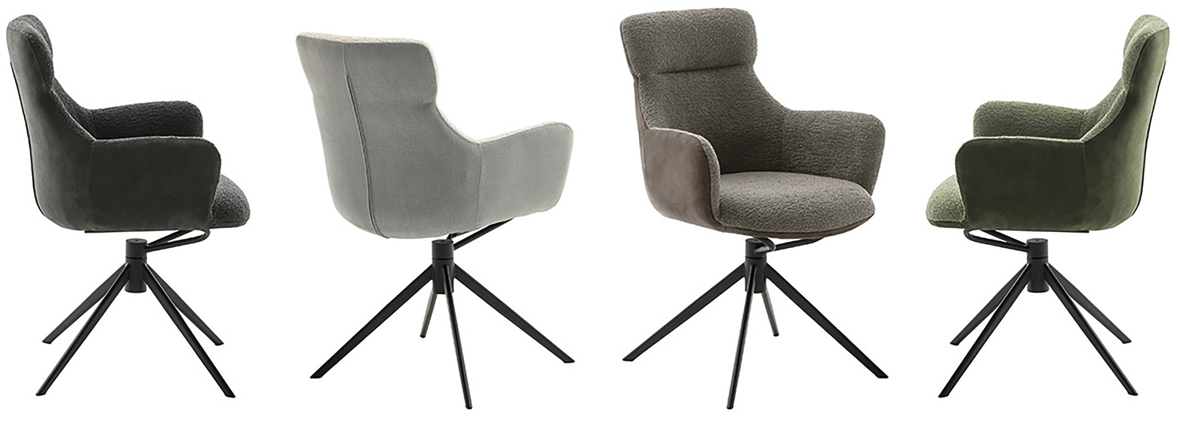 MCA furniture Esszimmerstuhl, Feingewebe, (2er-Set), drehbar 360°, Dreh- & Schwingfunktion, Sitzhöhe ca. 50 cm