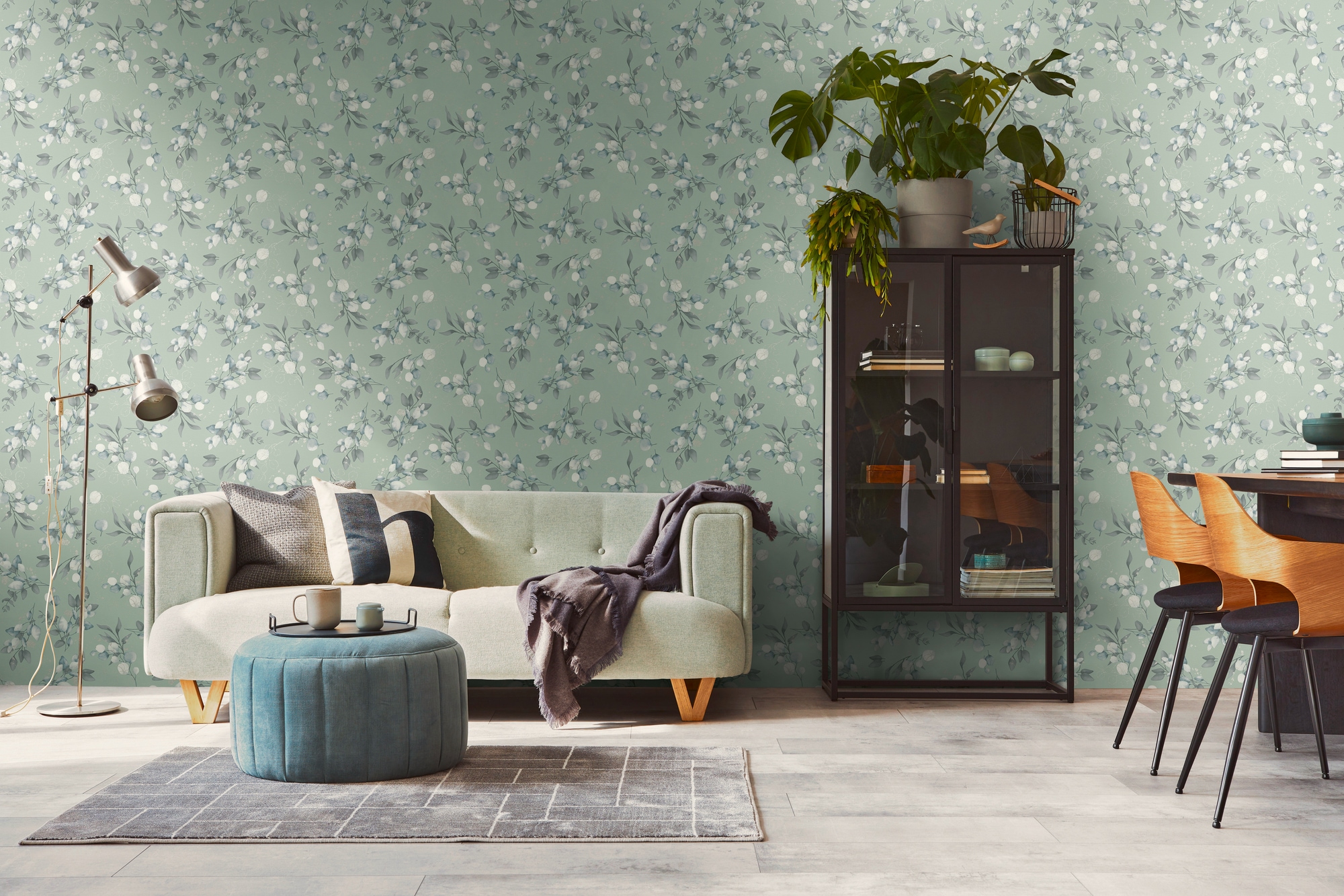 A.S. Création Vliestapete »Pure Elegance Blumen-Tapete Mustertapete Blümchen Blattmuster«, leicht glänzend, Vliestapete floral für Schlafzimmer Küche Wohnzimmer Blumen Design