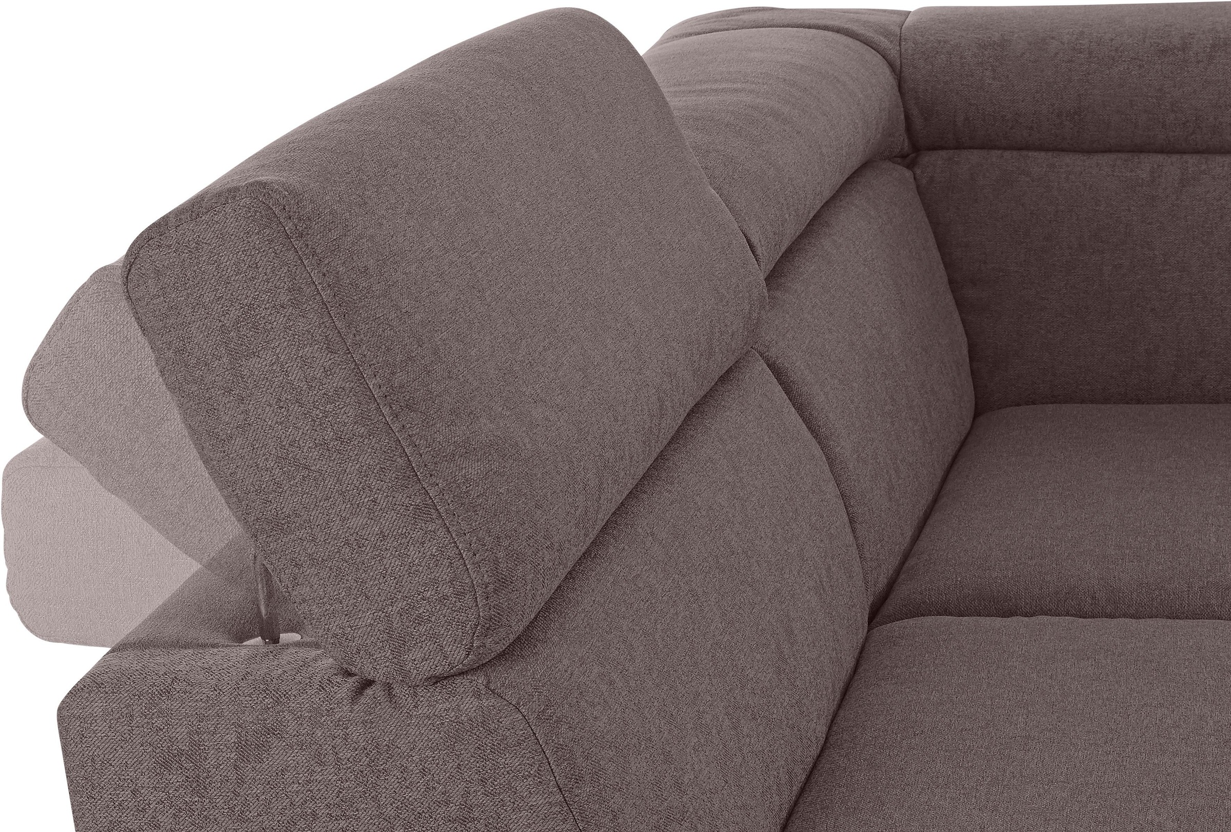 DOMO collection Wohnlandschaft »Mira, inklusive Kopfteilverstellung für mehr Wohlfühlkomfort, U-Form«, wahlweise mit Bettfunktion und Bettkasten, elegant und modern