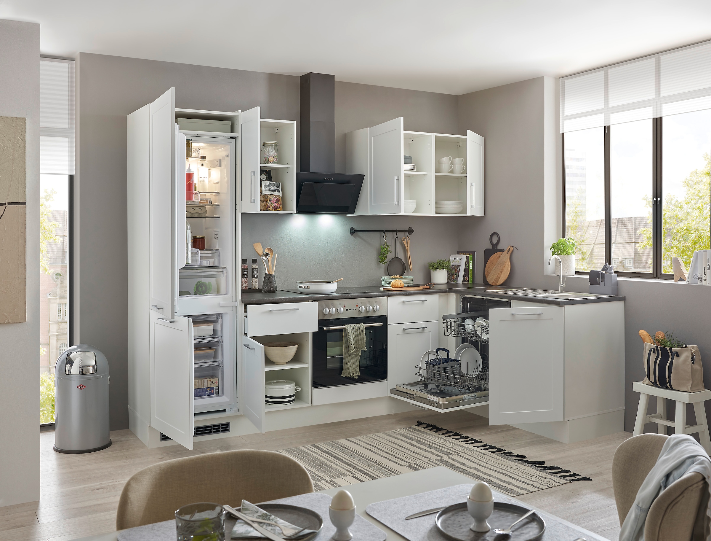 BASIC by Balculina Winkelküche »Marsi«, Stellmaße 280x175 cm, wahlweise mit E-Geräten, mit Soft-Close-Funktion