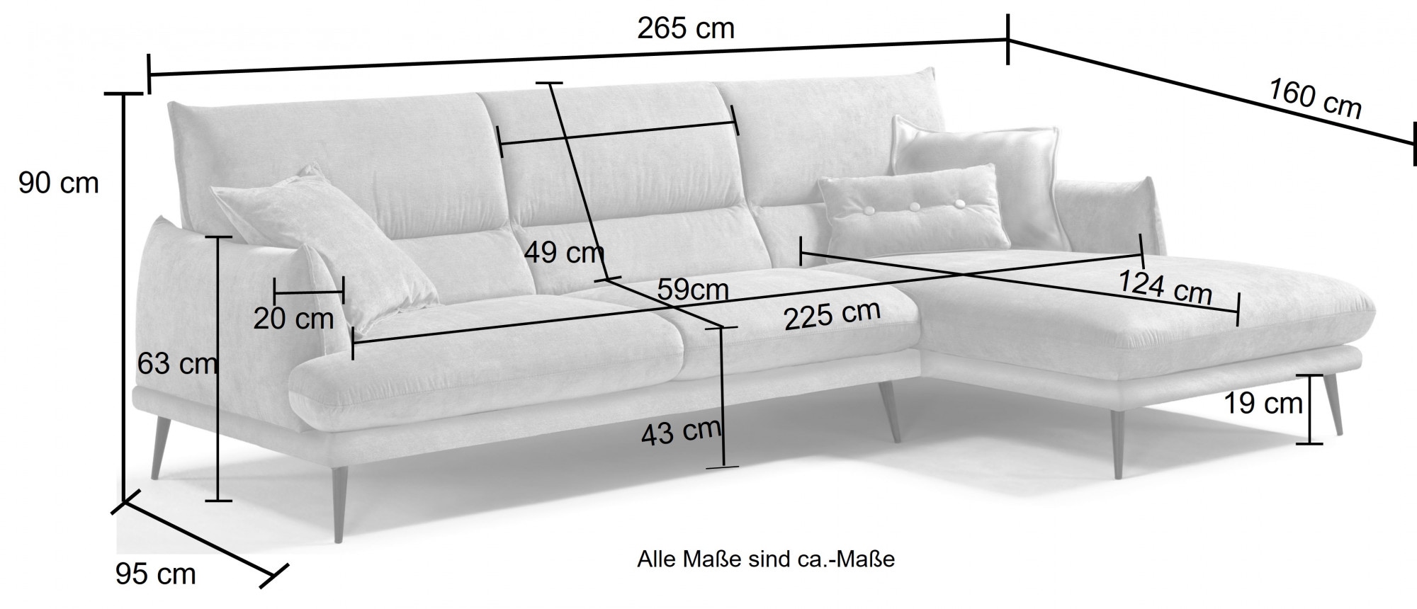 Egoitaliano Ecksofa »FUNNY, hochwertiges und aktuelles Design, bequeme Rückenlehne«, hochwertiger Sitzkomfort, L-Form