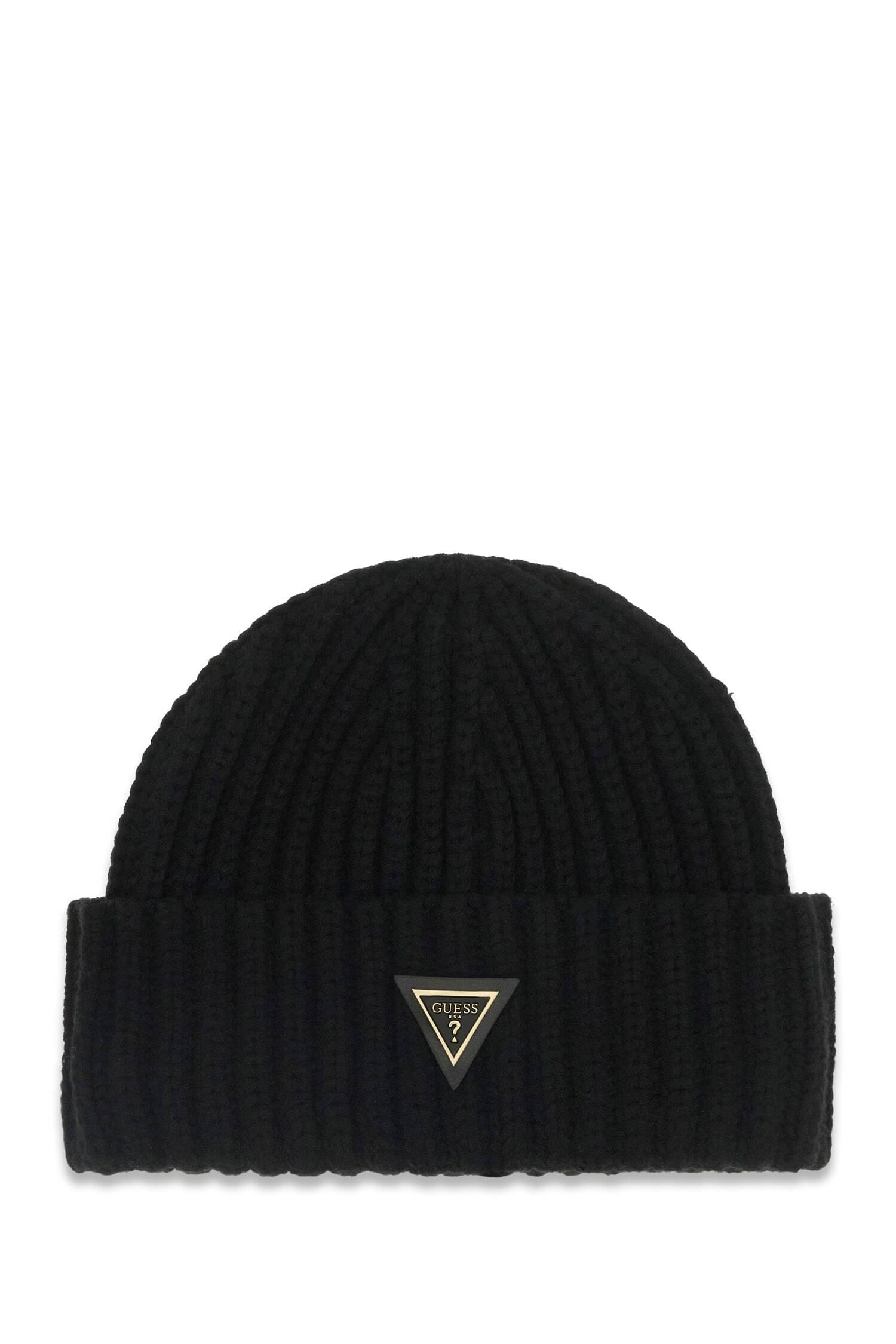 Guess Beanie »NOELLE II KNITTED BEANIE« mit Logo auf dem Umschlag