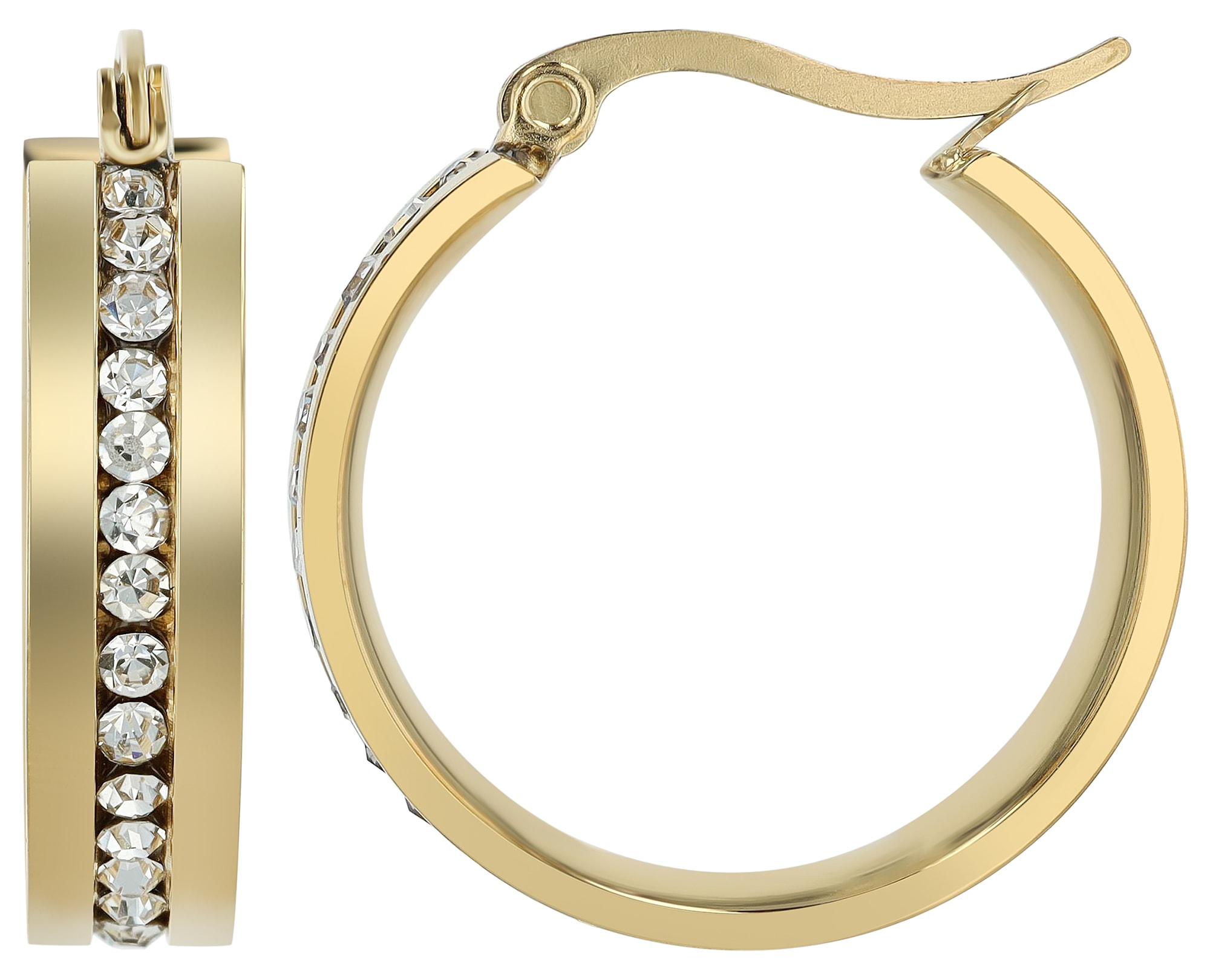 Adelia´s Paar Creolen »Ohrringe – Creole aus Edelstahl mit Strass Steinchen« Perfekt als Geschenk zum Valentinstag
