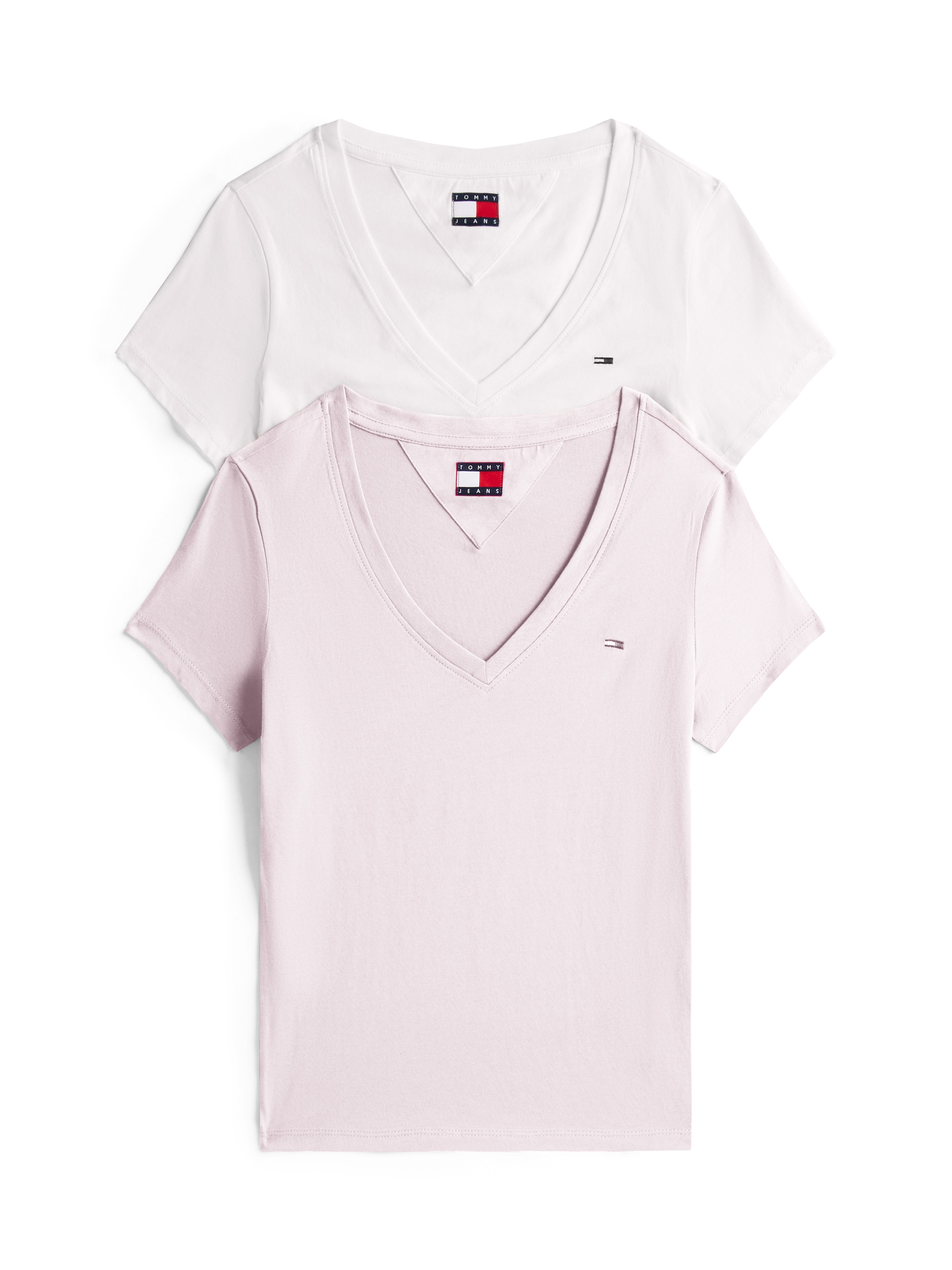 Tommy Jeans T-Shirt "TJW 2PACK V-NECK TEE" Packung, 2-er Pack, 2 Stk. mit Logostickerei