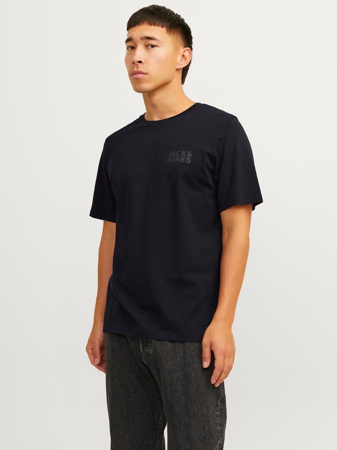 Jack & Jones T-Shirt "JJECORP Herren-Tee mit figurbetonter Silhouette" bedruckt, modisch, schmal, Baumwolle, Rundhals