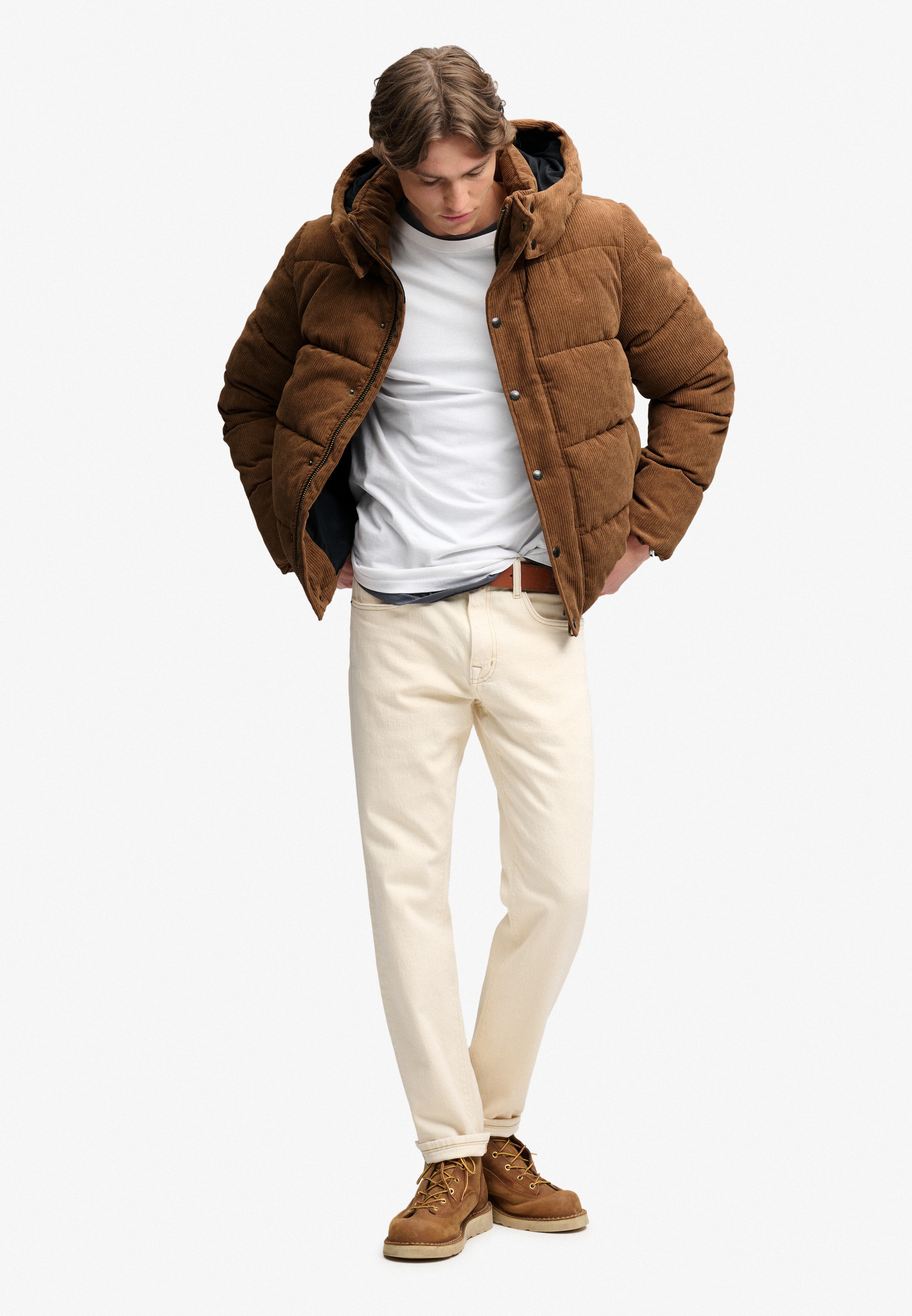 Superdry Steppjacke »PREMIUM HOOD CORD PUFFER JKT« mit Kapuze Kunstfaser, relaxed fit