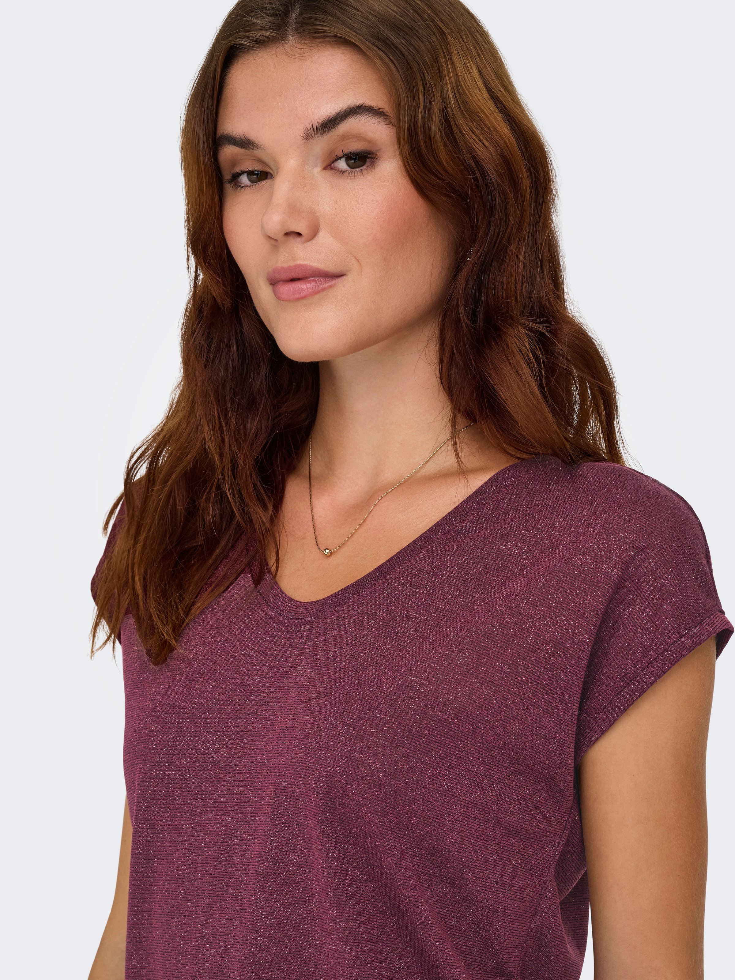 Thumbnail - ONLY Kurzarmshirt "ONLSILVERY S/S V NECK LUREX TOP JRS NOOS"