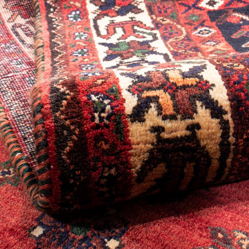 Wohnen Teppiche morgenland Wollteppich »Shiraz Medaillon Rosso scuro 305 x 208 cm«, rechteckig, 1 mm Höhe, Unikat mit Zertifikat