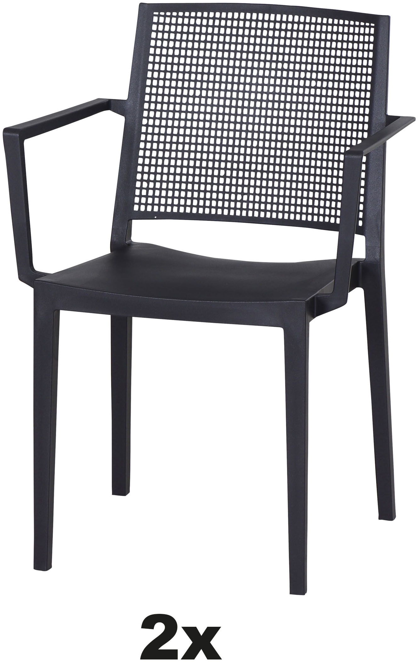 Siena Garden Gartensessel »Square 2er Set Stapelsessel anthrazit« Set, 2 Stk. tlg. Gestell, Polypropylen/Glasfaser