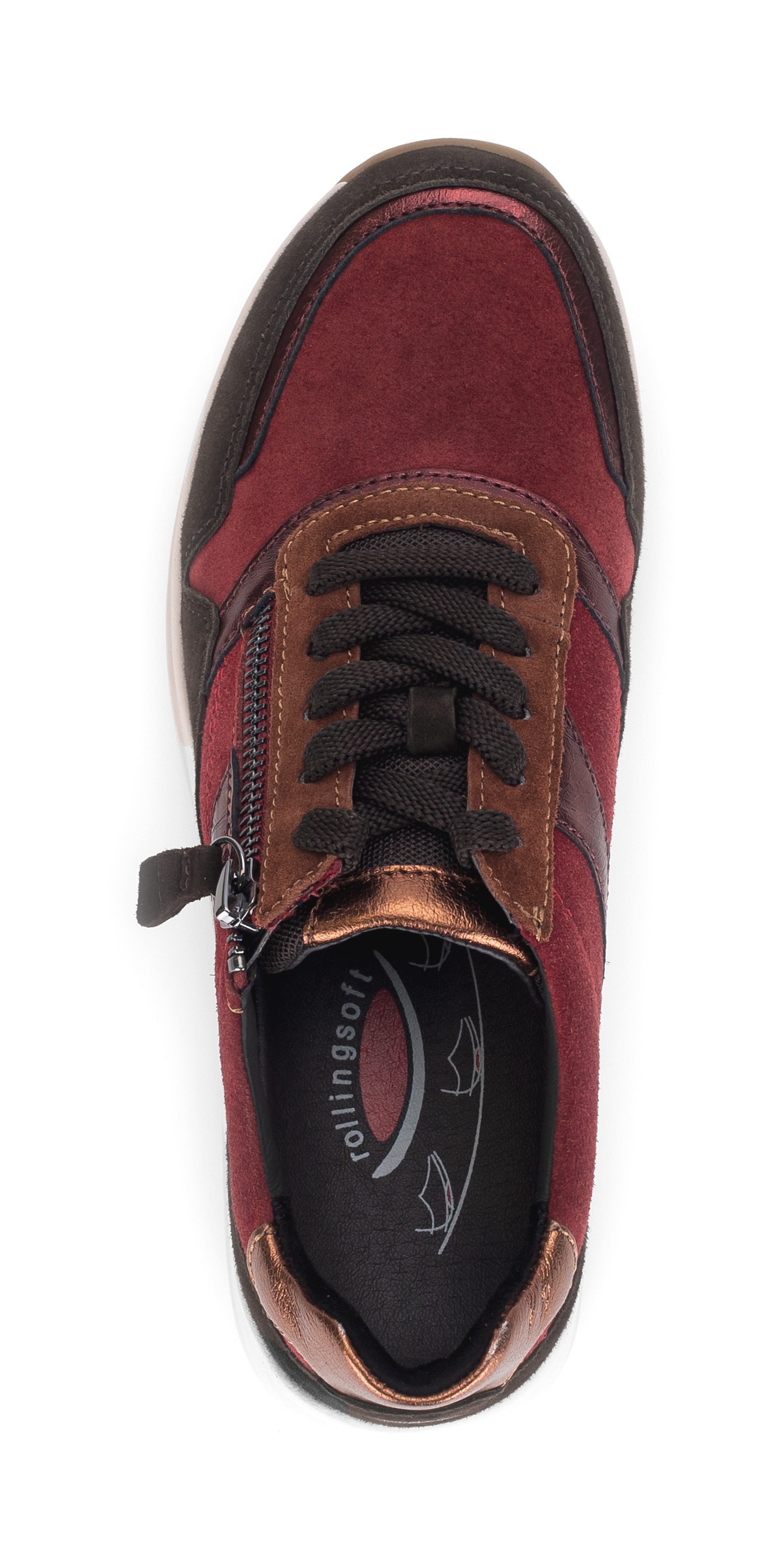 Gabor Rollingsoft Keilsneaker, Schnürschuh, Halbschuh, Freizeitschuh mit seitlichem Reißverschluss