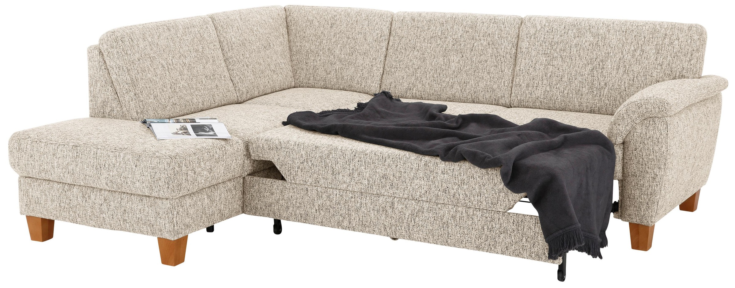 Home affaire Ecksofa »Alta L-Form«, mit Federkern und Kontrastnaht, Füße Buche eichefarben